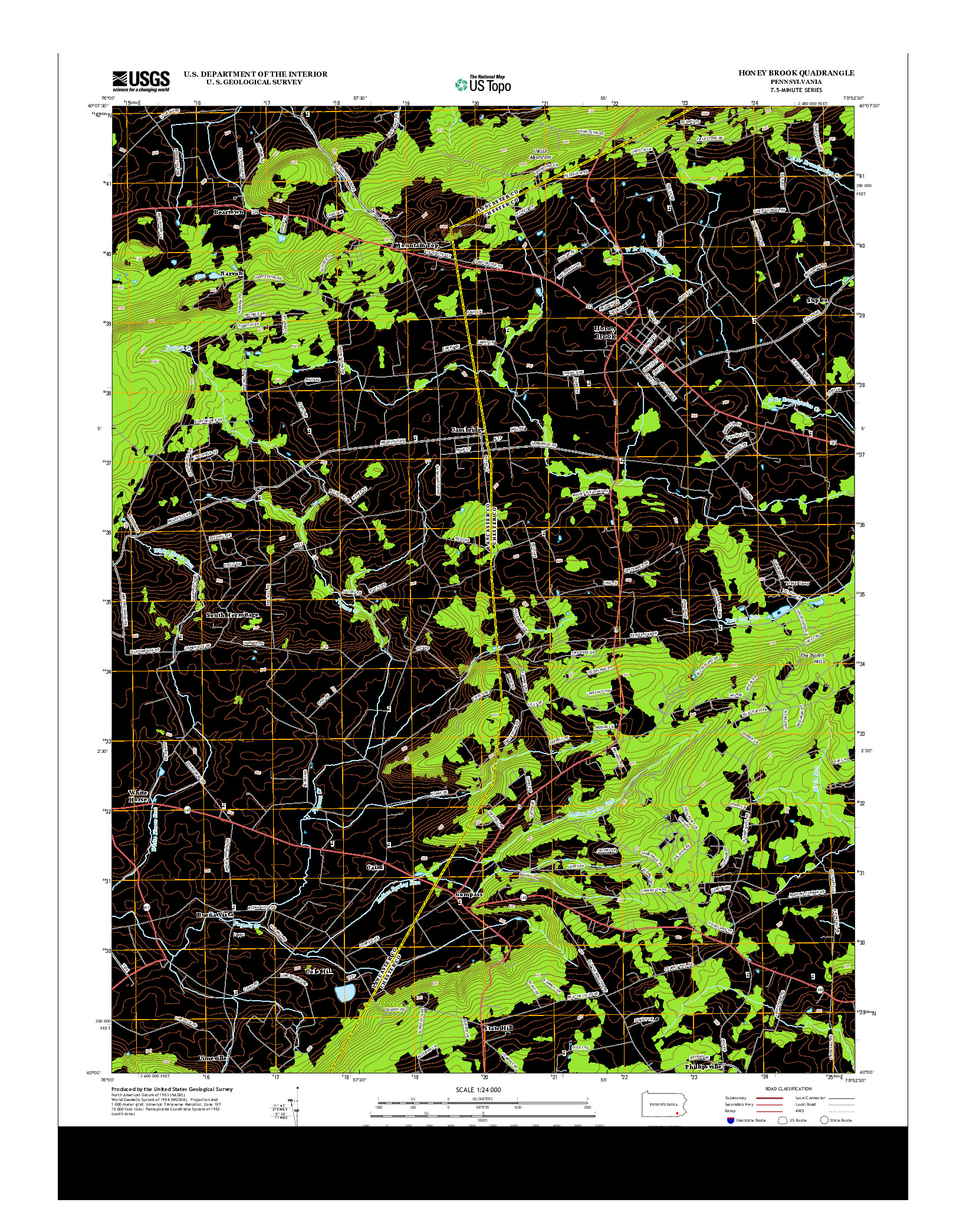 USGS US TOPO 7.5-MINUTE MAP FOR HONEY BROOK, PA 2013