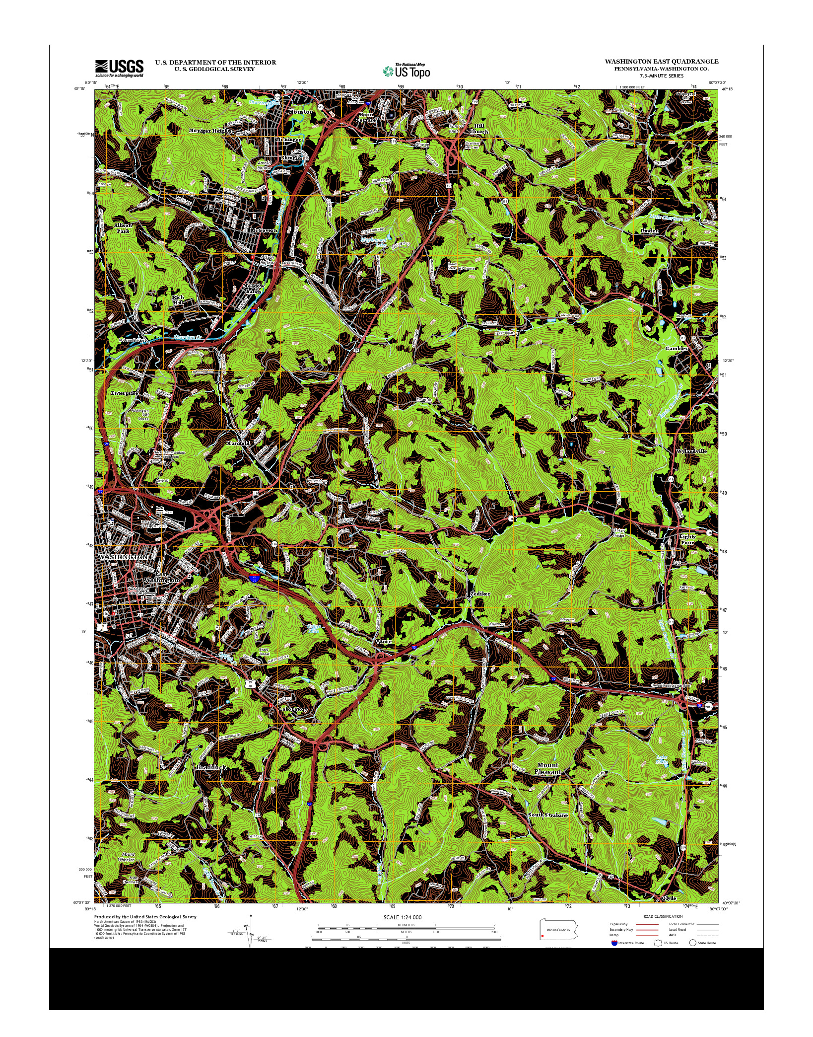 USGS US TOPO 7.5-MINUTE MAP FOR WASHINGTON EAST, PA 2013