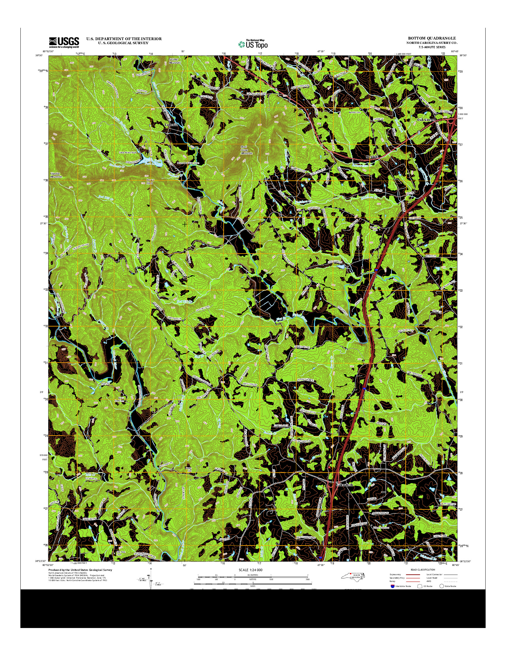 USGS US TOPO 7.5-MINUTE MAP FOR BOTTOM, NC 2013