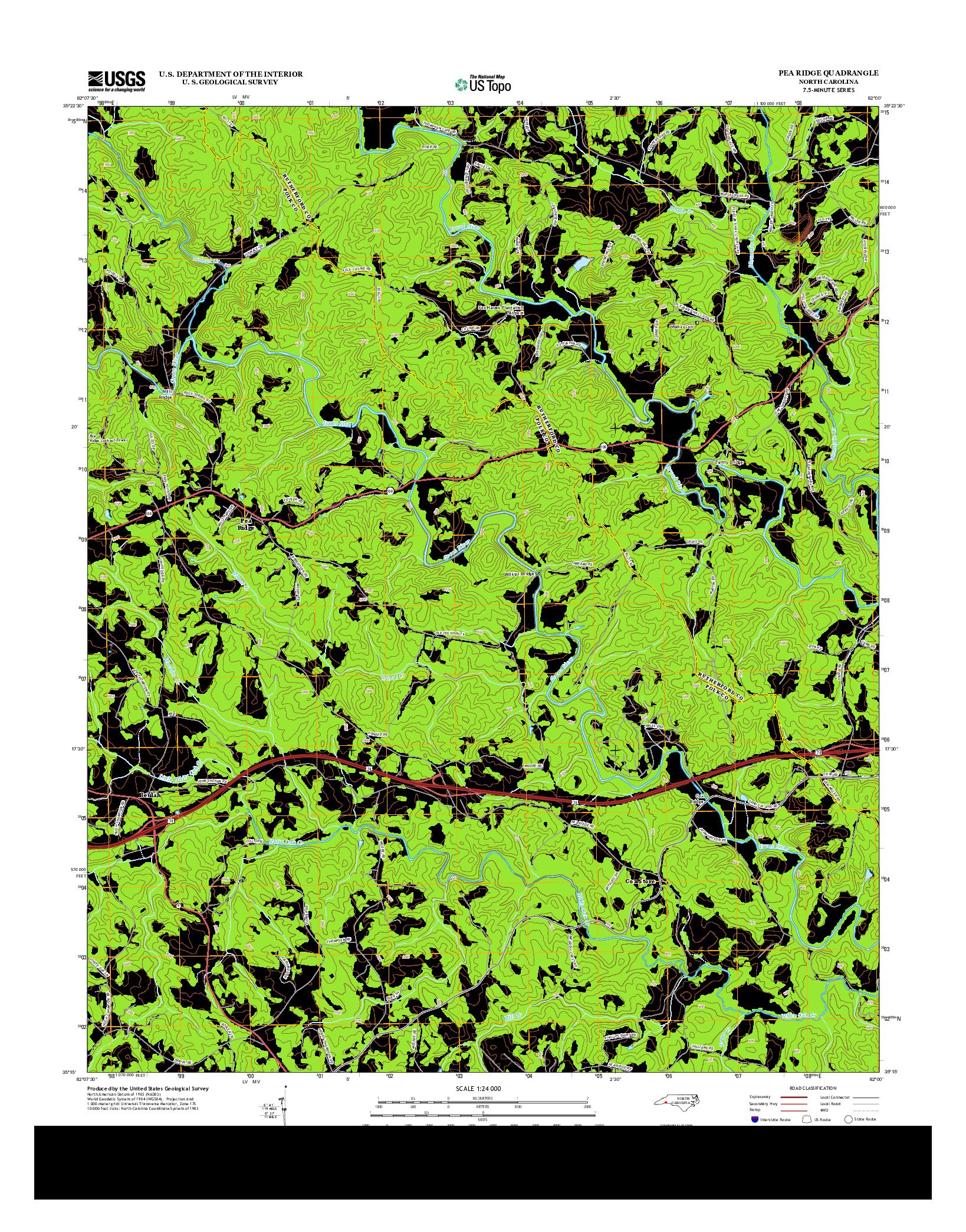 USGS US TOPO 7.5-MINUTE MAP FOR PEA RIDGE, NC 2013