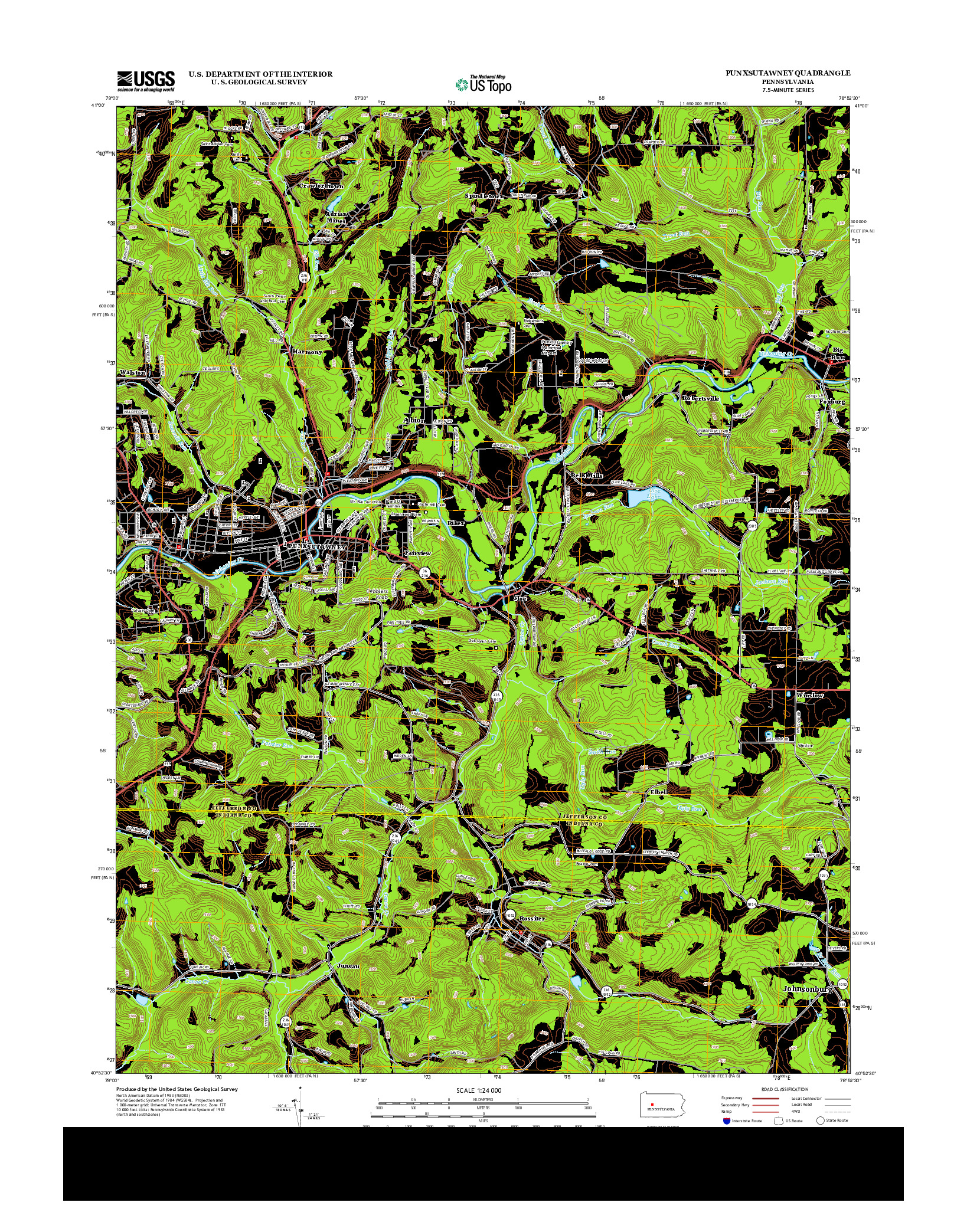 USGS US TOPO 7.5-MINUTE MAP FOR PUNXSUTAWNEY, PA 2013