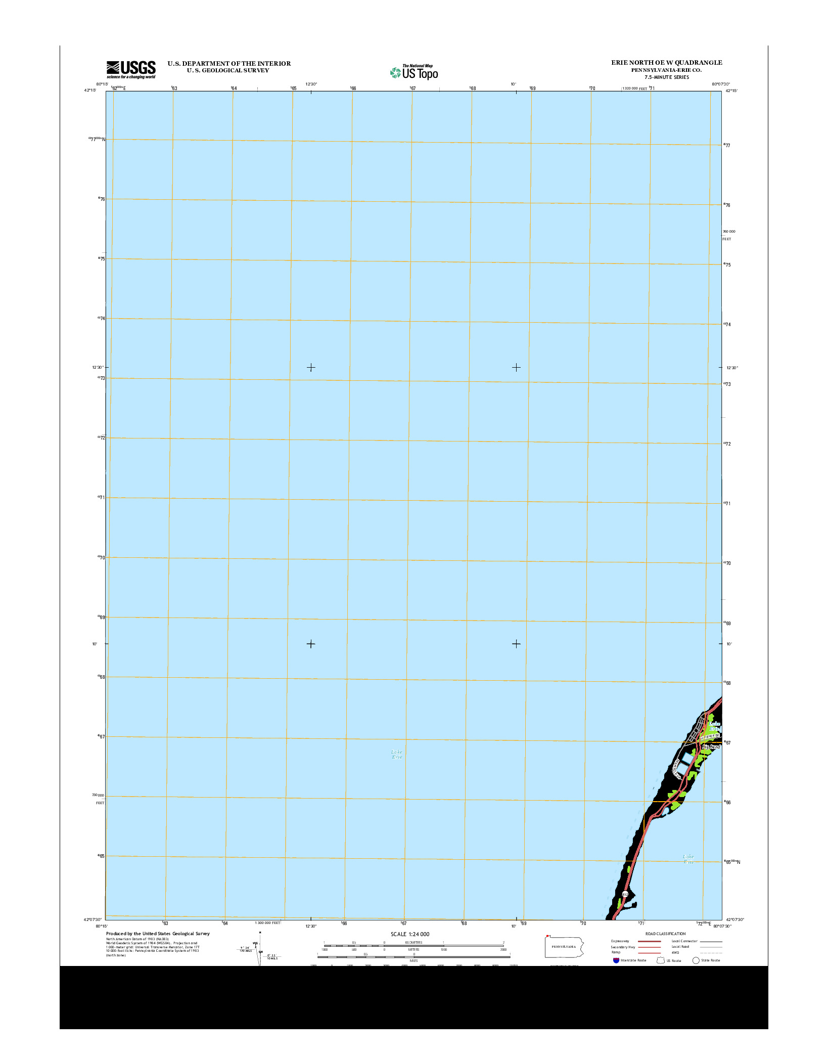 USGS US TOPO 7.5-MINUTE MAP FOR ERIE NORTH OE W, PA 2013