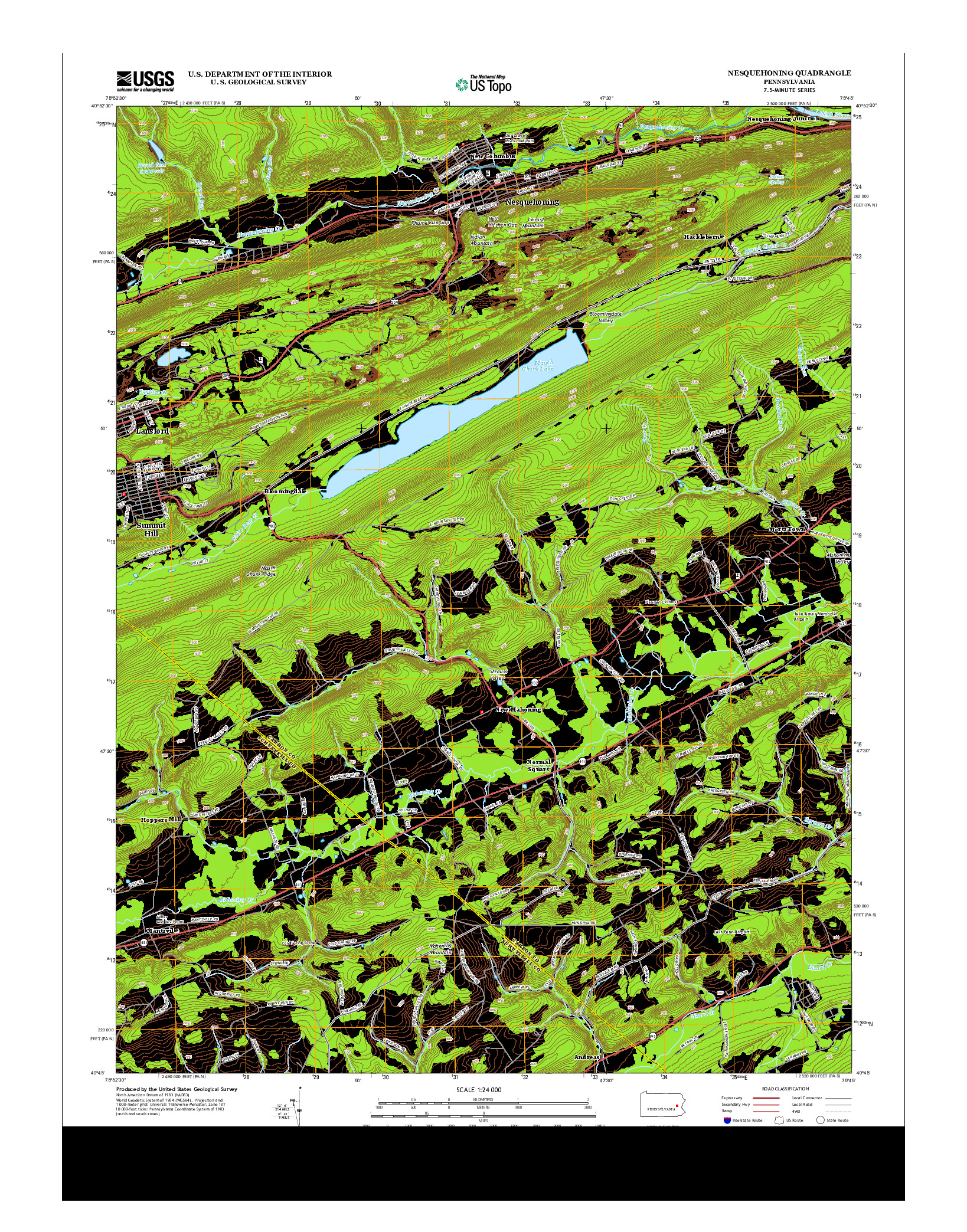 USGS US TOPO 7.5-MINUTE MAP FOR NESQUEHONING, PA 2013