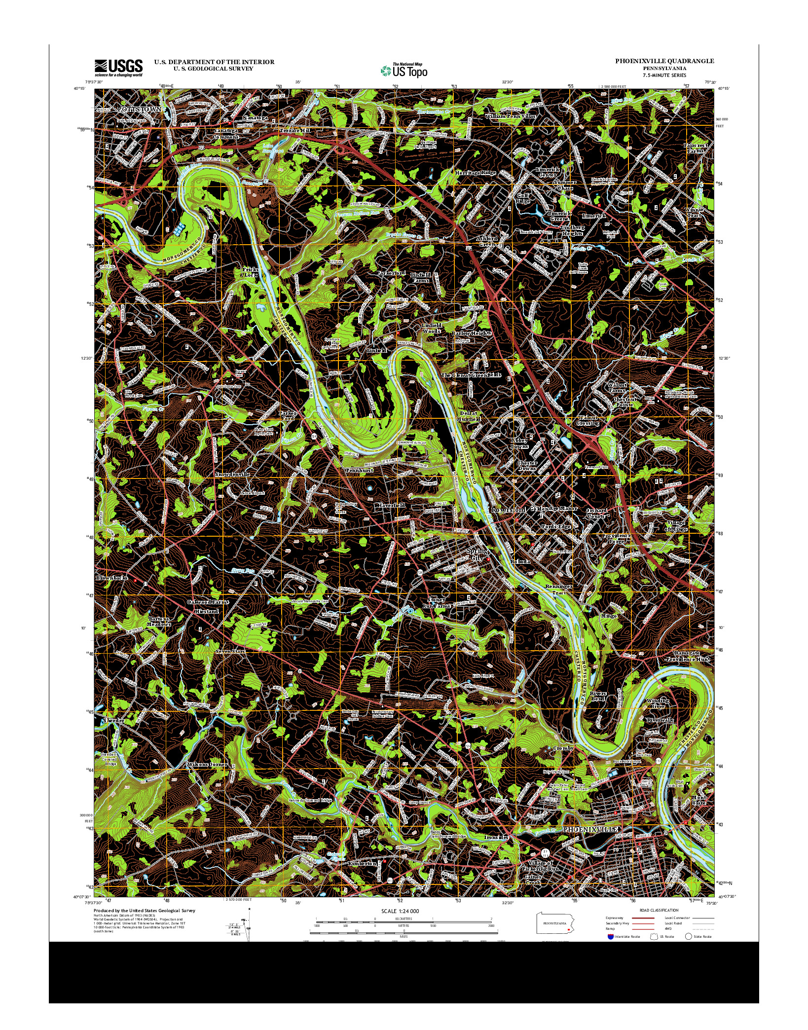 USGS US TOPO 7.5-MINUTE MAP FOR PHOENIXVILLE, PA 2013