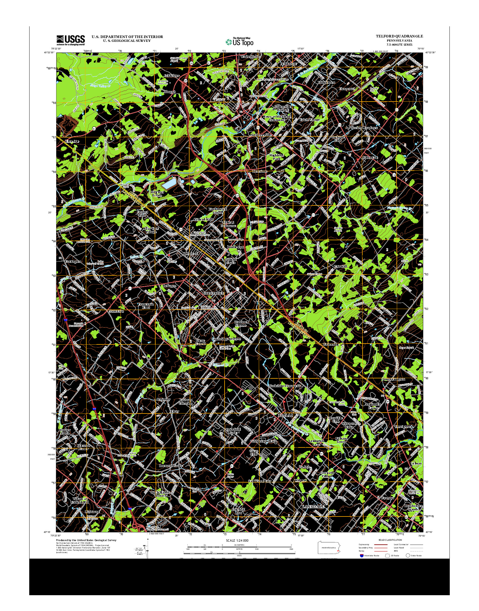 USGS US TOPO 7.5-MINUTE MAP FOR TELFORD, PA 2013