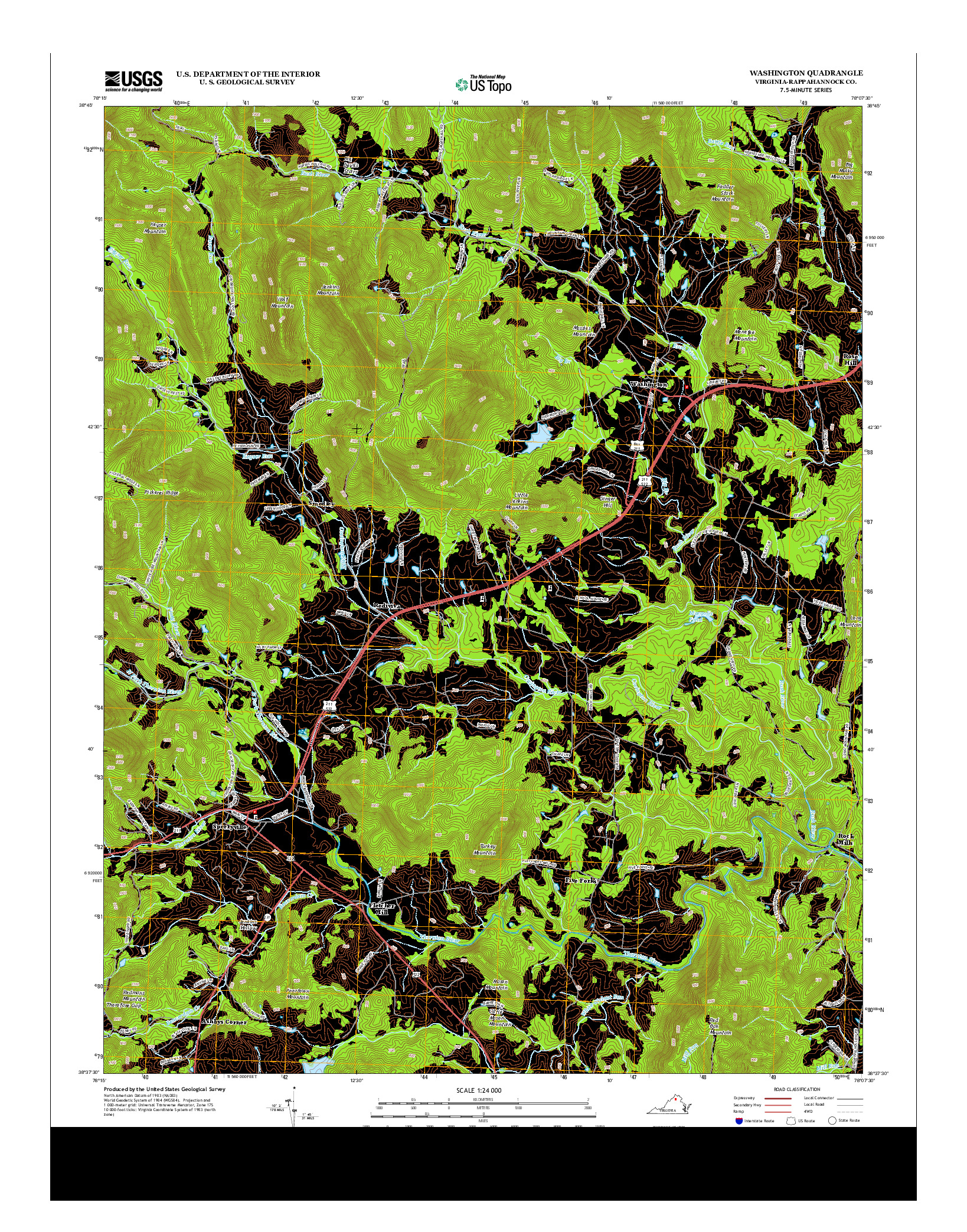 USGS US TOPO 7.5-MINUTE MAP FOR WASHINGTON, VA 2013