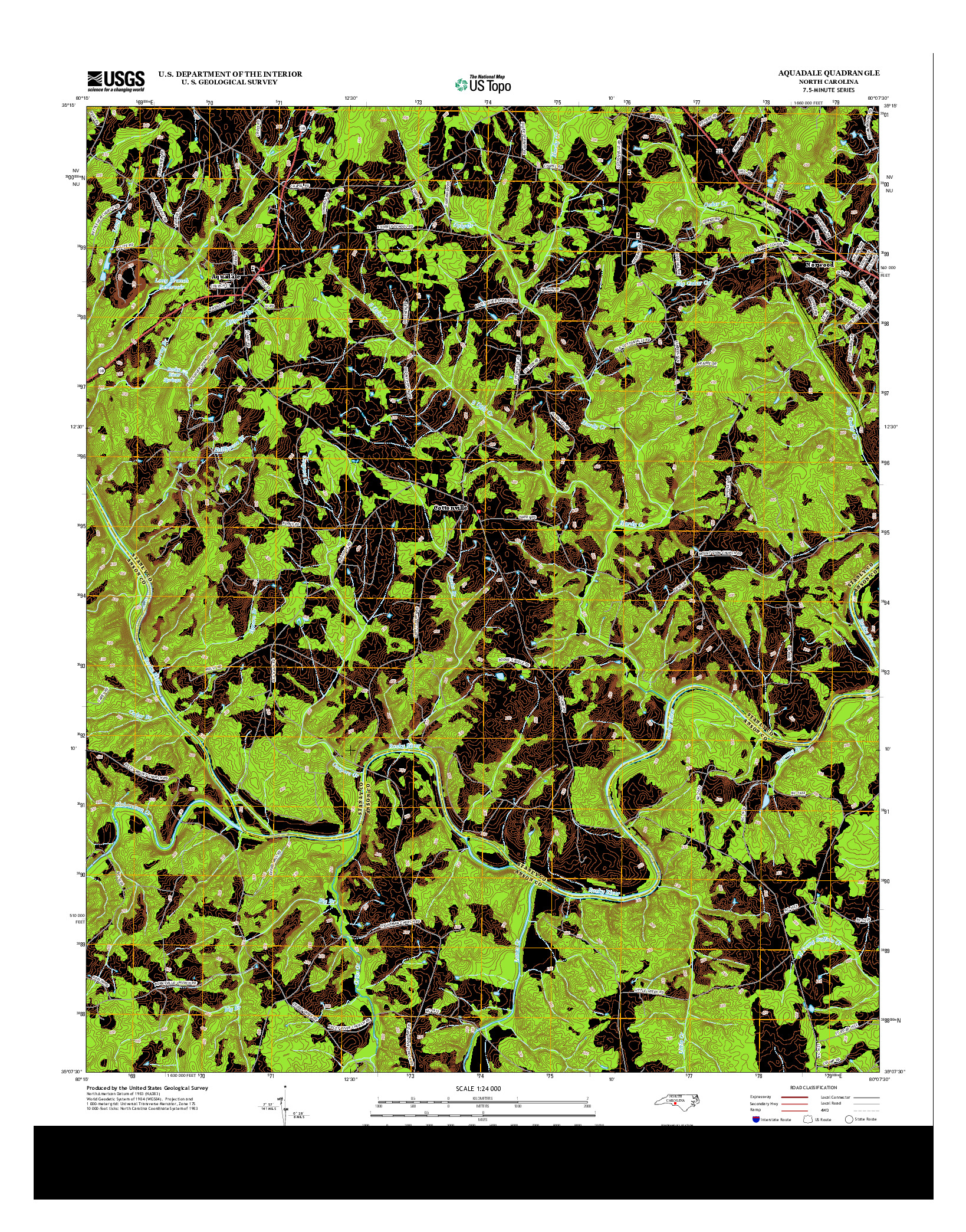 USGS US TOPO 7.5-MINUTE MAP FOR AQUADALE, NC 2013