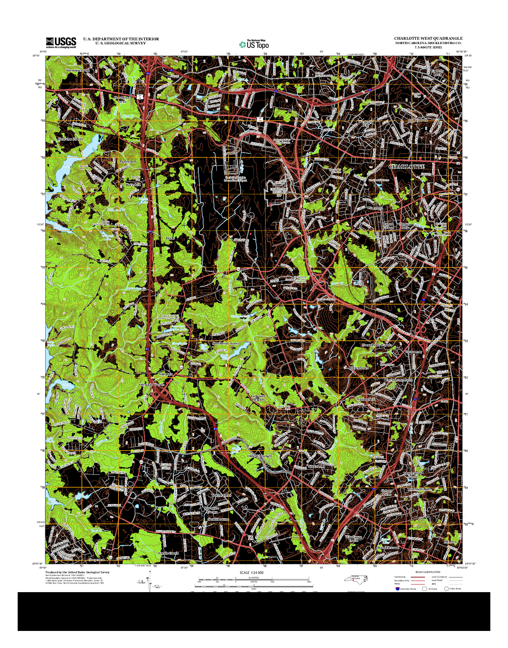 USGS US TOPO 7.5-MINUTE MAP FOR CHARLOTTE WEST, NC 2013