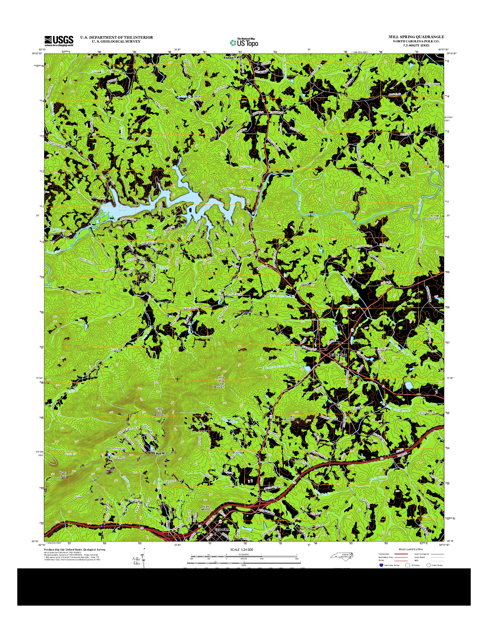 USGS US TOPO 7.5-MINUTE MAP FOR MILL SPRING, NC 2013