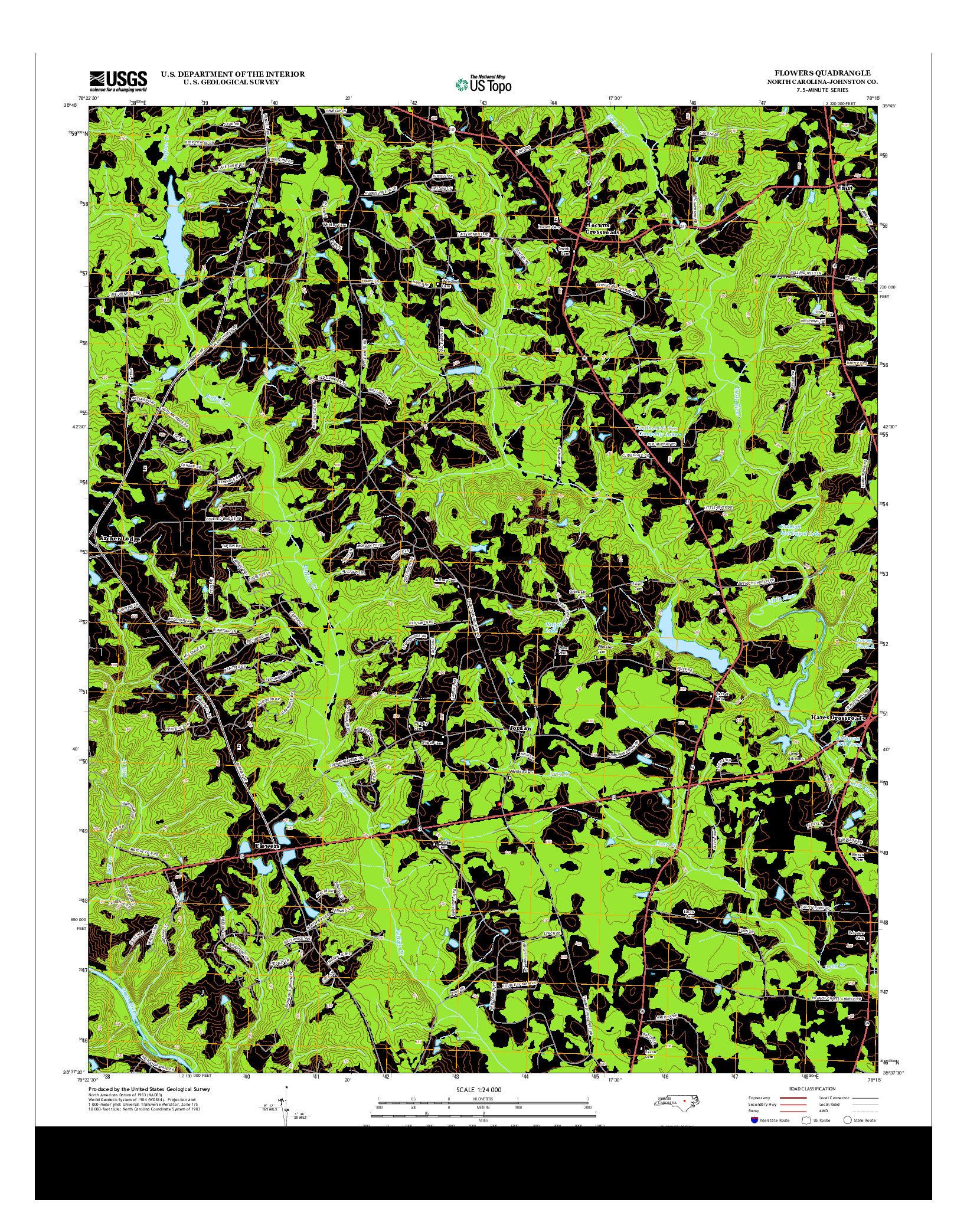 USGS US TOPO 7.5-MINUTE MAP FOR FLOWERS, NC 2013