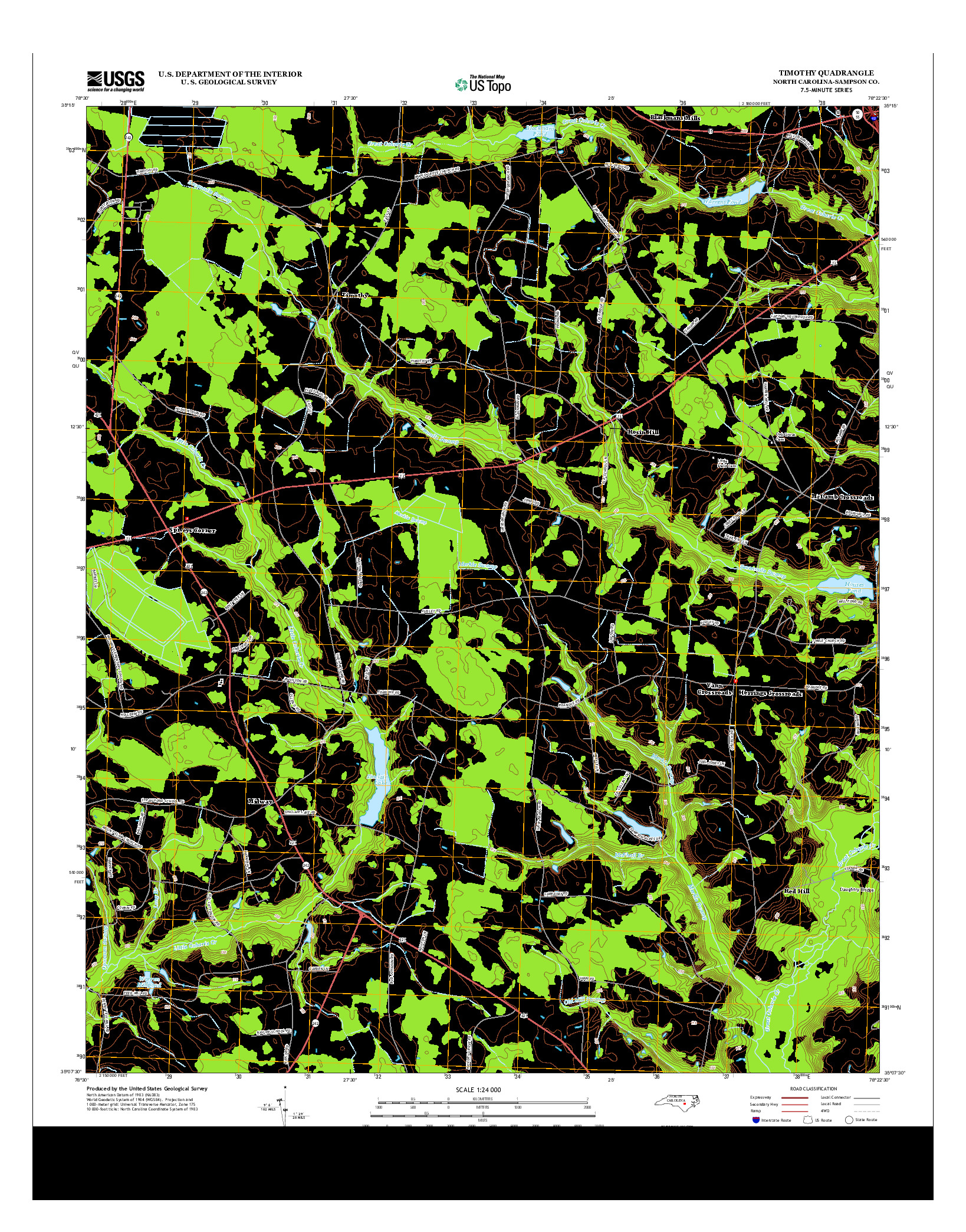 USGS US TOPO 7.5-MINUTE MAP FOR TIMOTHY, NC 2013