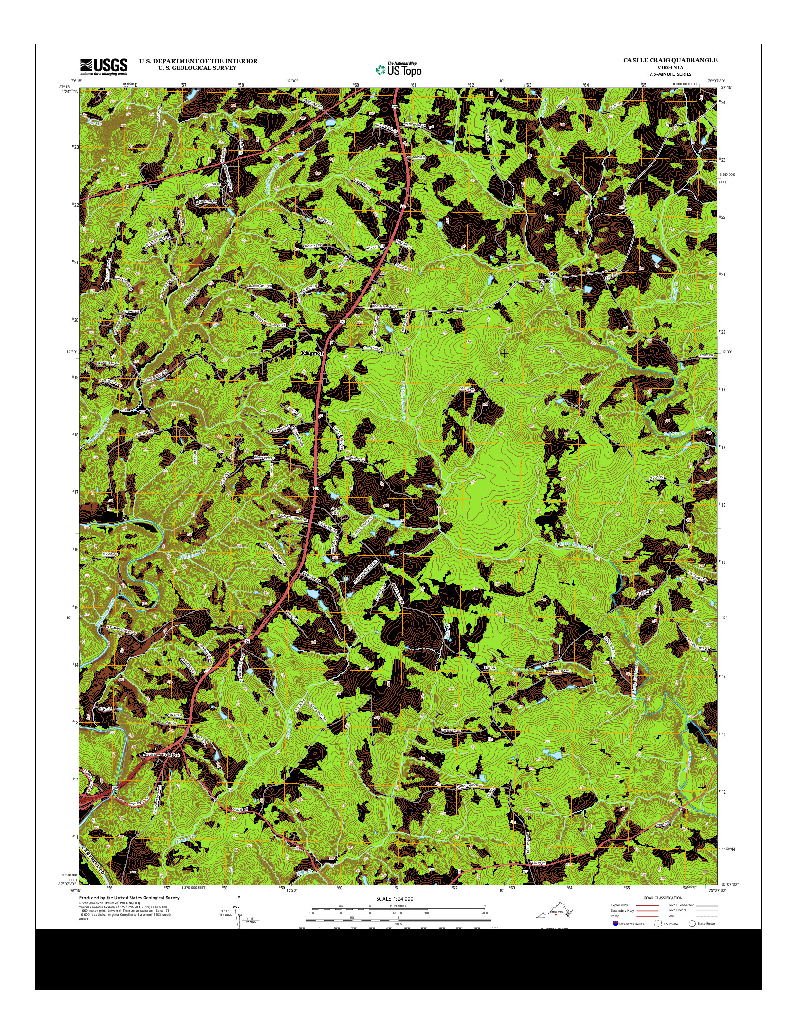 USGS US TOPO 7.5-MINUTE MAP FOR CASTLE CRAIG, VA 2013