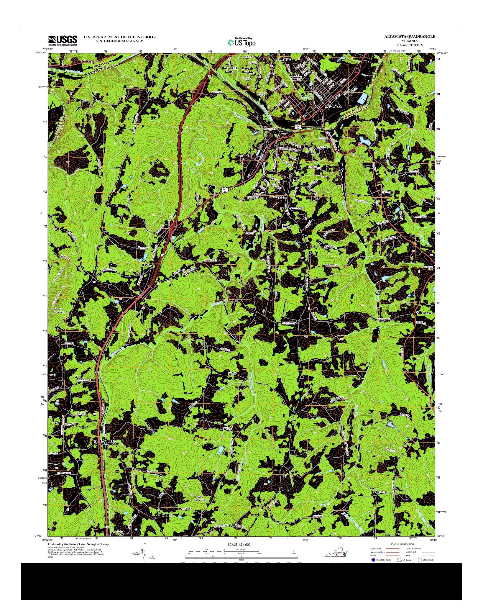 USGS US TOPO 7.5-MINUTE MAP FOR ALTAVISTA, VA 2013