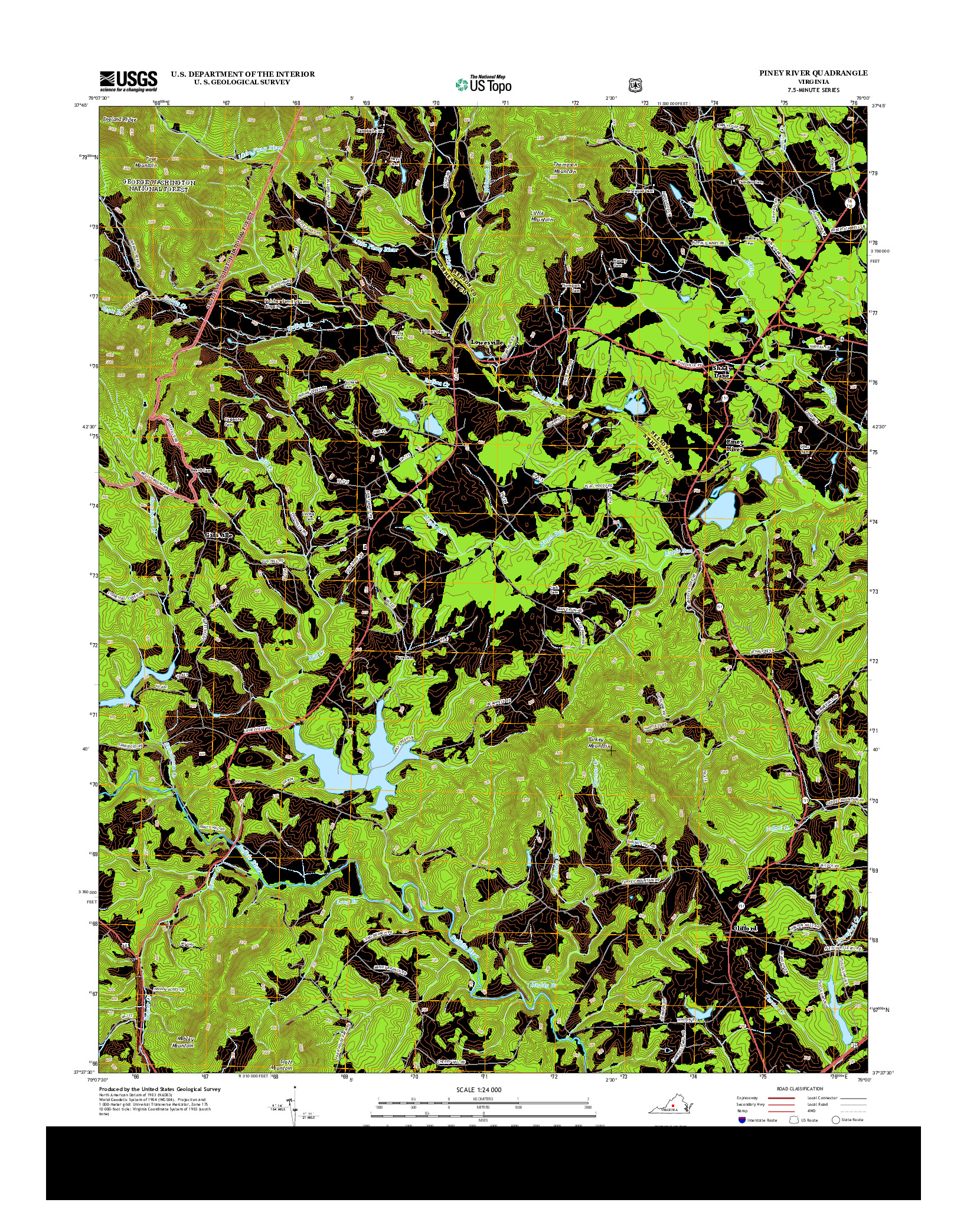 USGS US TOPO 7.5-MINUTE MAP FOR PINEY RIVER, VA 2013