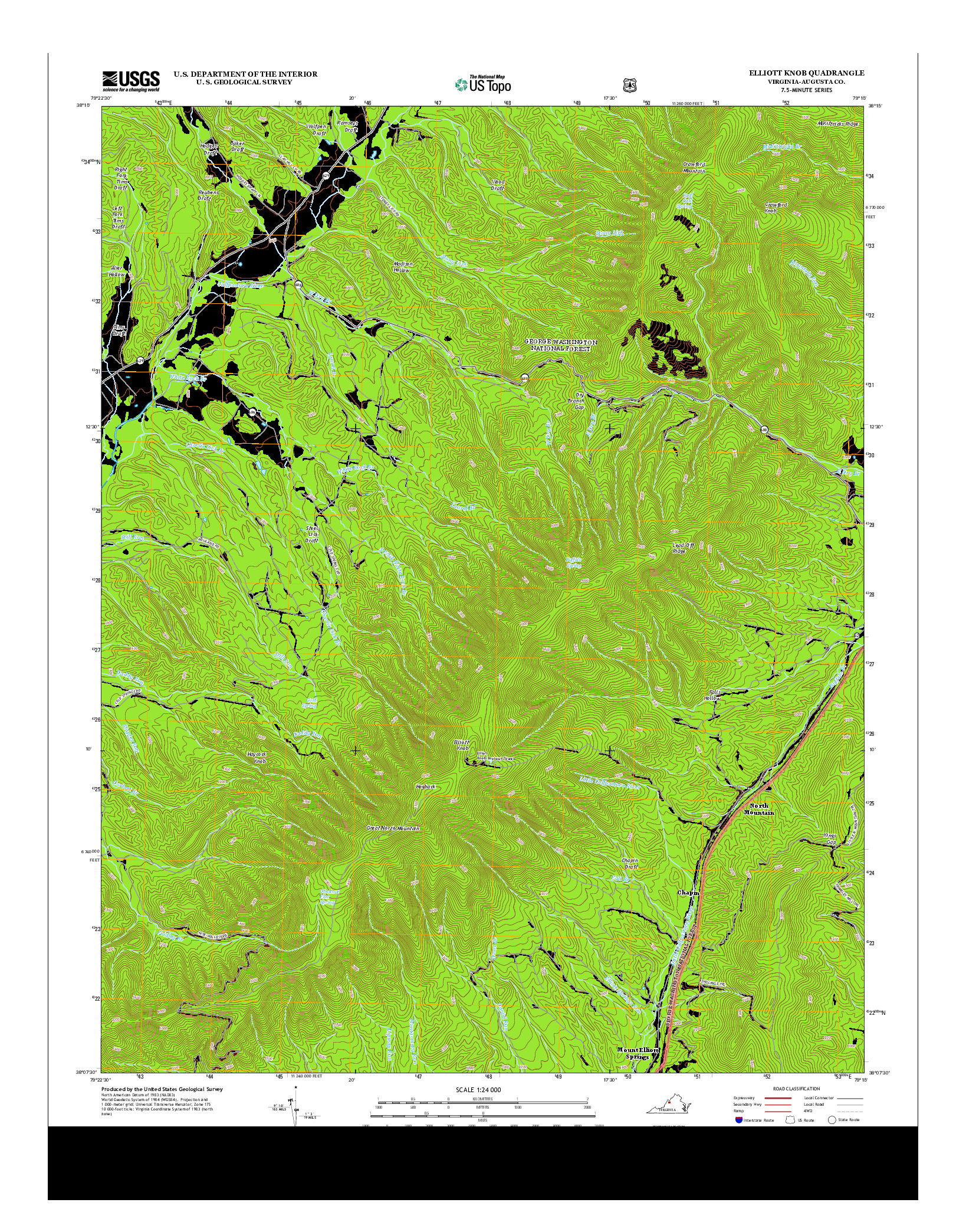 USGS US TOPO 7.5-MINUTE MAP FOR ELLIOTT KNOB, VA 2013