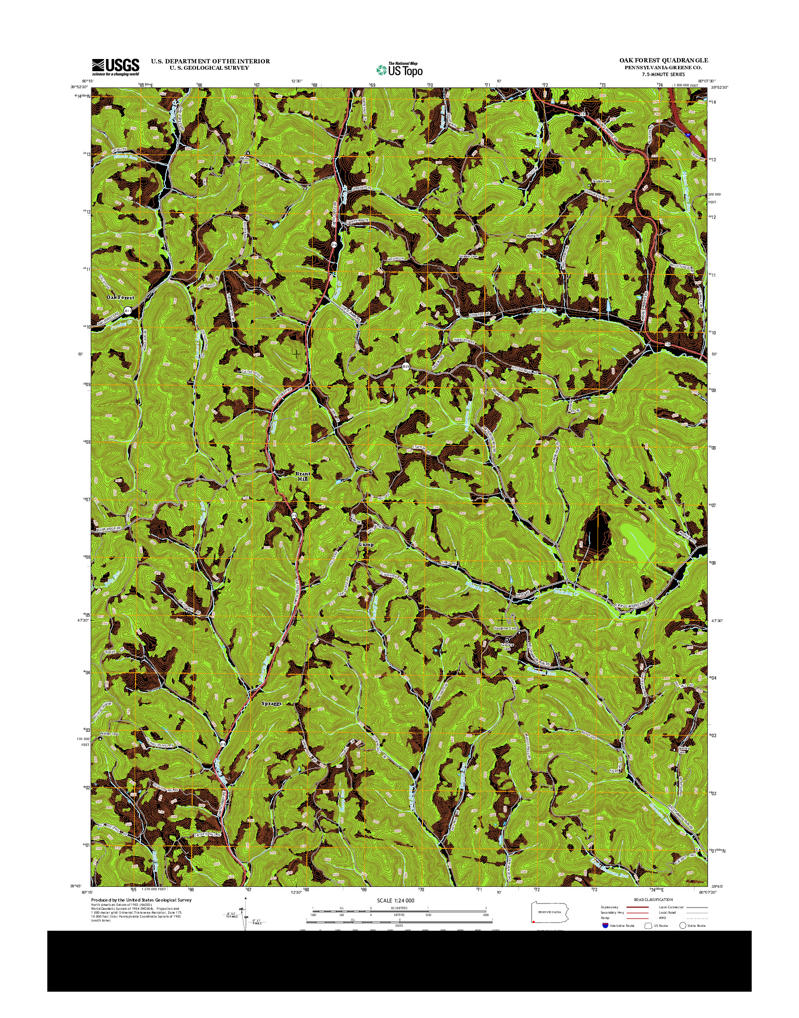 USGS US TOPO 7.5-MINUTE MAP FOR OAK FOREST, PA 2013