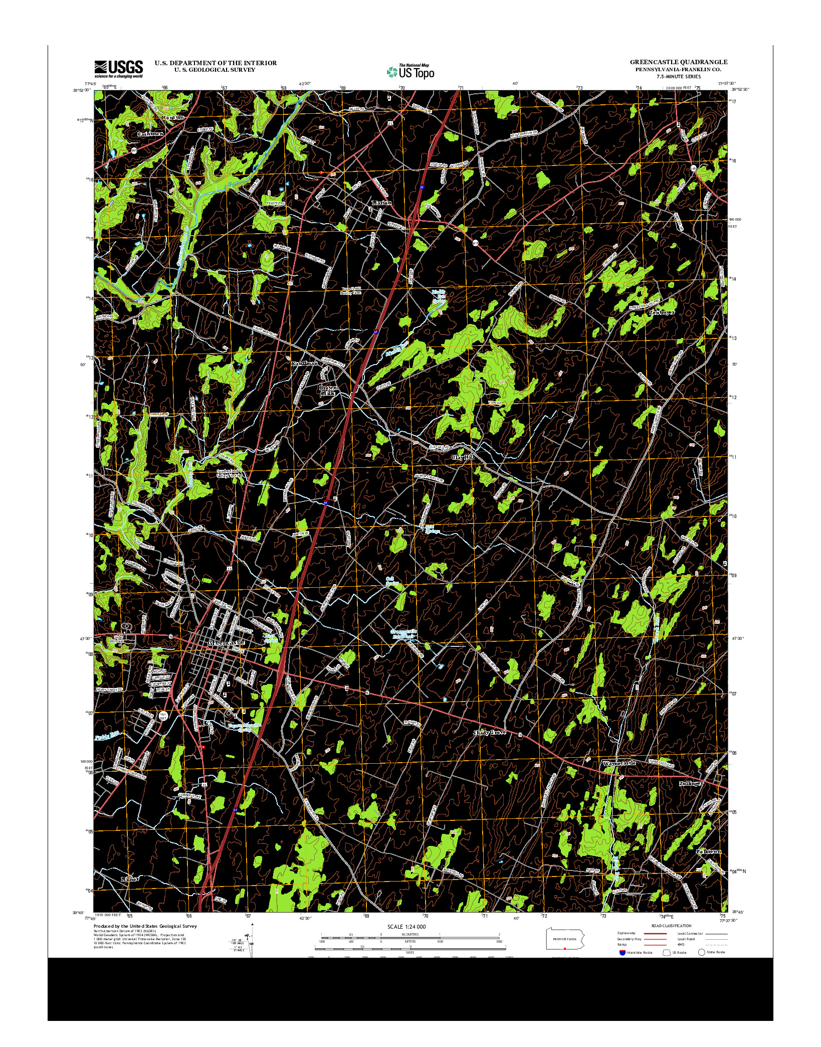 USGS US TOPO 7.5-MINUTE MAP FOR GREENCASTLE, PA 2013