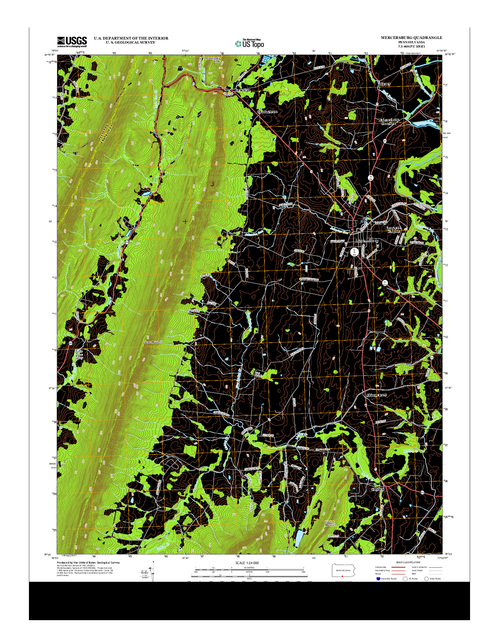 USGS US TOPO 7.5-MINUTE MAP FOR MERCERSBURG, PA 2013