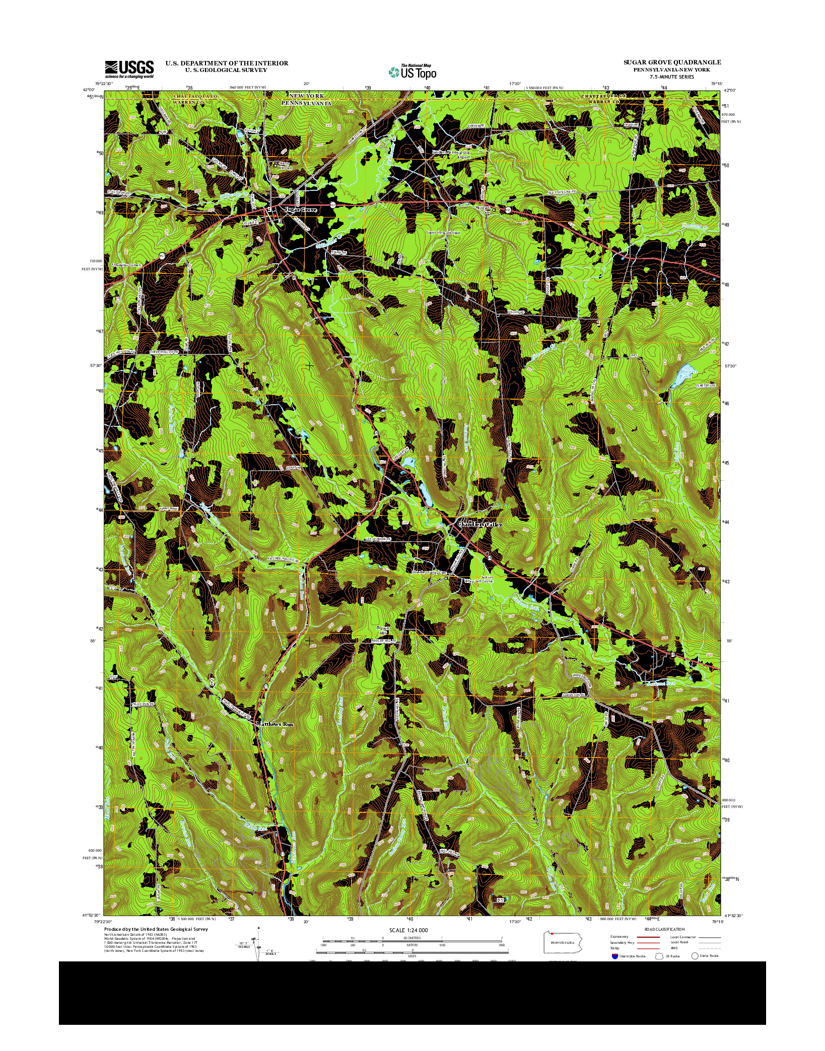 USGS US TOPO 7.5-MINUTE MAP FOR SUGAR GROVE, PA-NY 2013