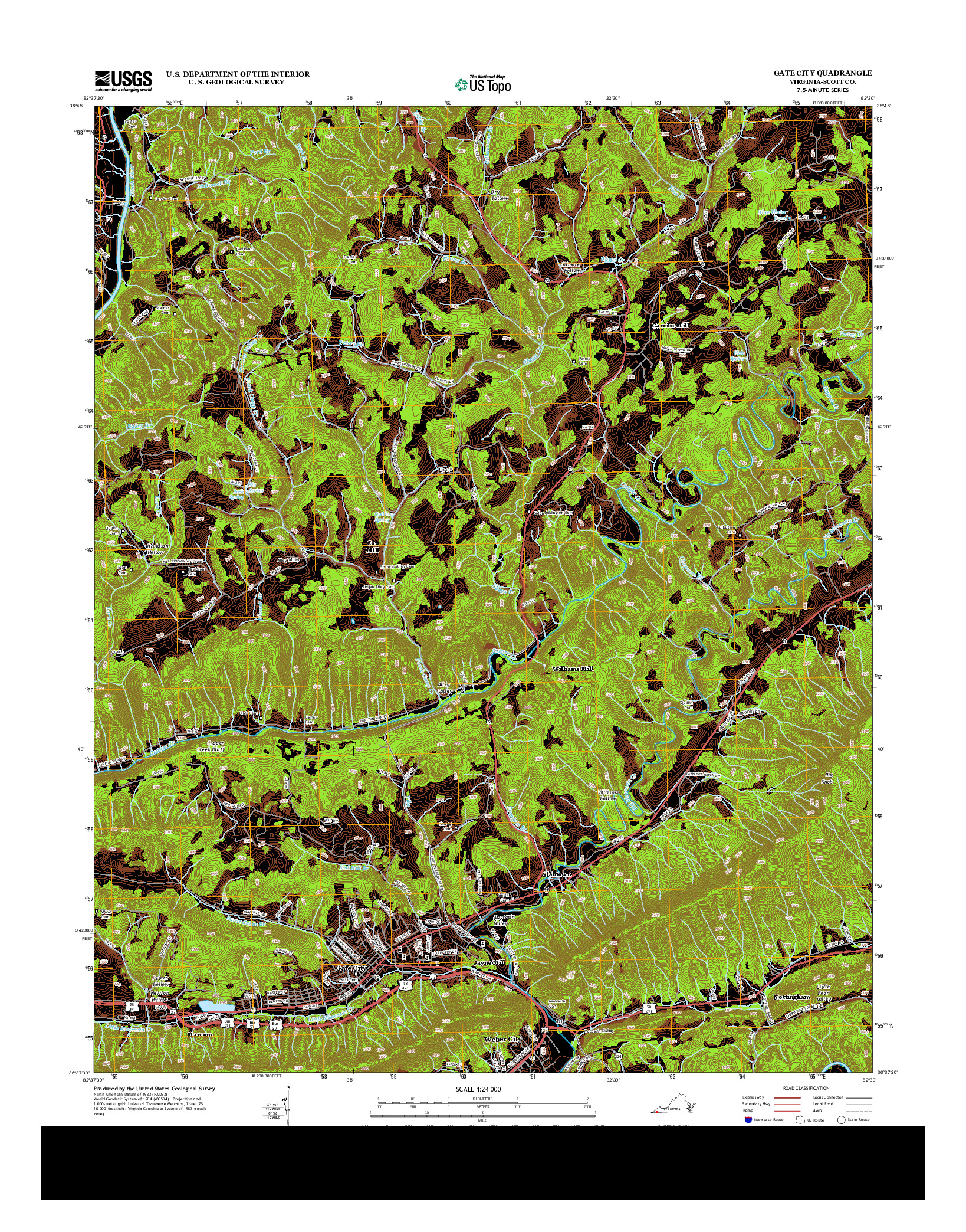 USGS US TOPO 7.5-MINUTE MAP FOR GATE CITY, VA 2013