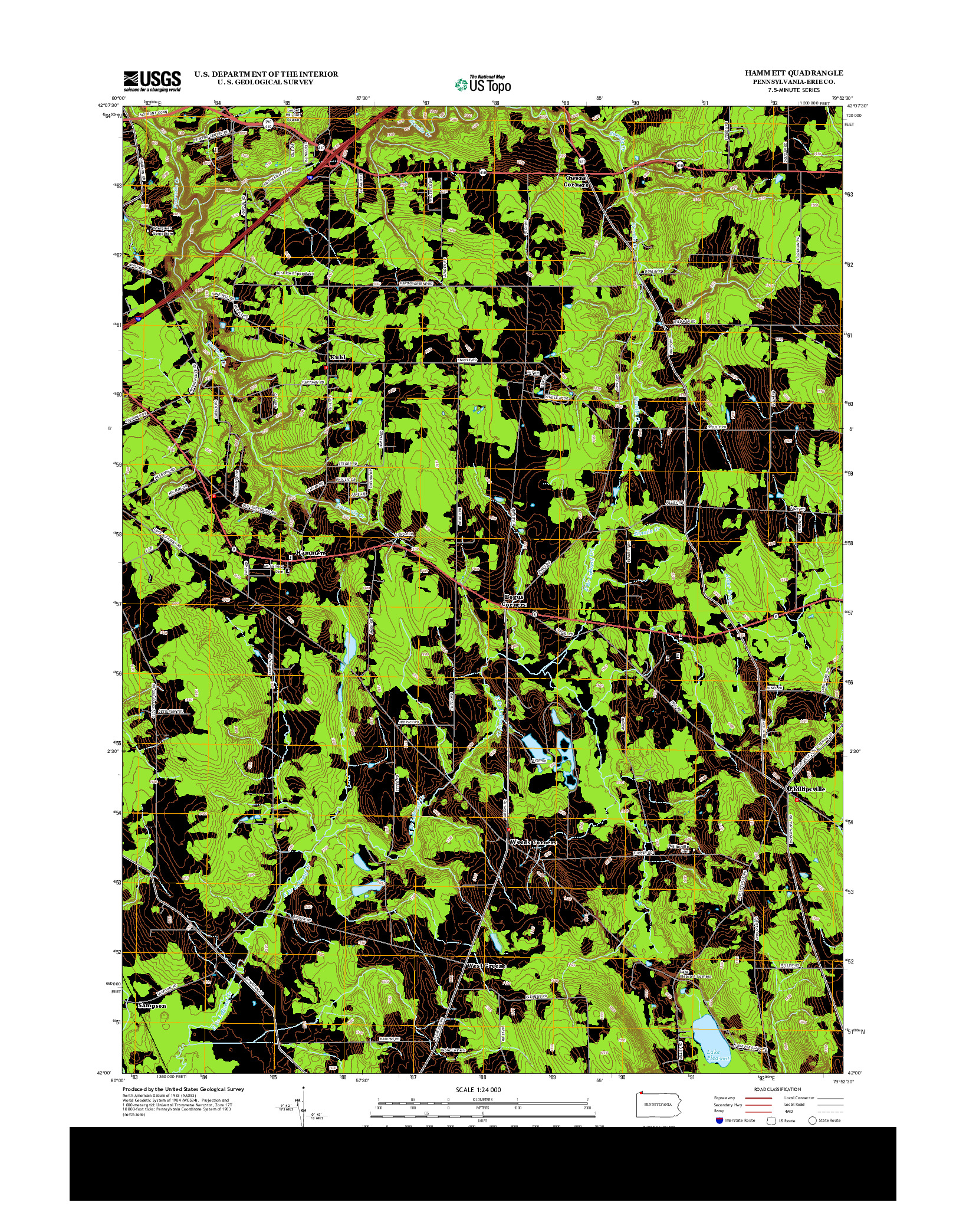 USGS US TOPO 7.5-MINUTE MAP FOR HAMMETT, PA 2013