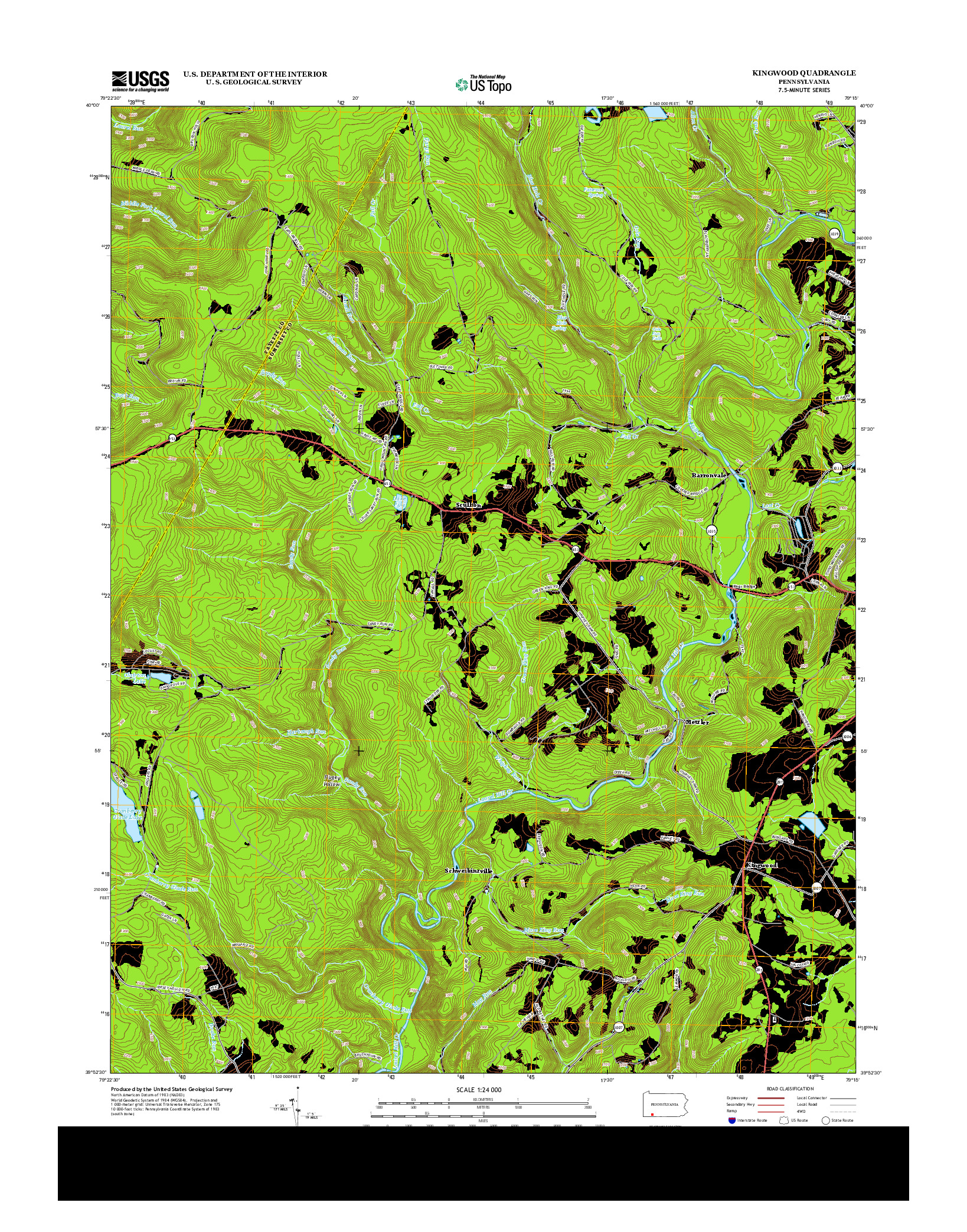 USGS US TOPO 7.5-MINUTE MAP FOR KINGWOOD, PA 2013