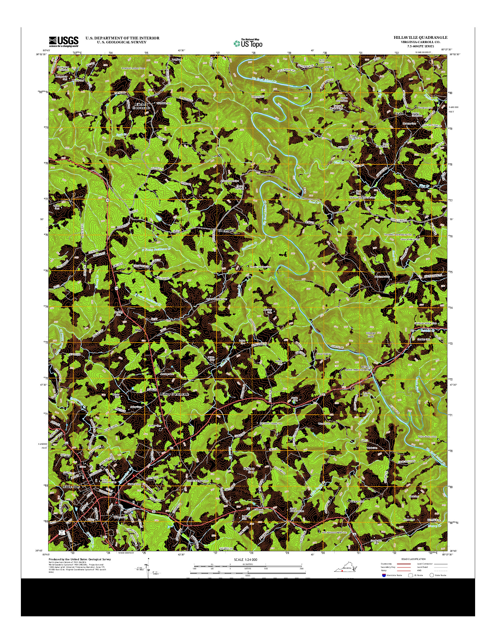 USGS US TOPO 7.5-MINUTE MAP FOR HILLSVILLE, VA 2013