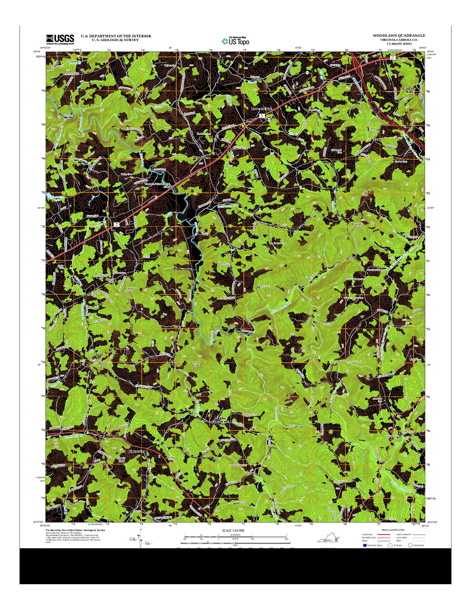 USGS US TOPO 7.5-MINUTE MAP FOR WOODLAWN, VA 2013