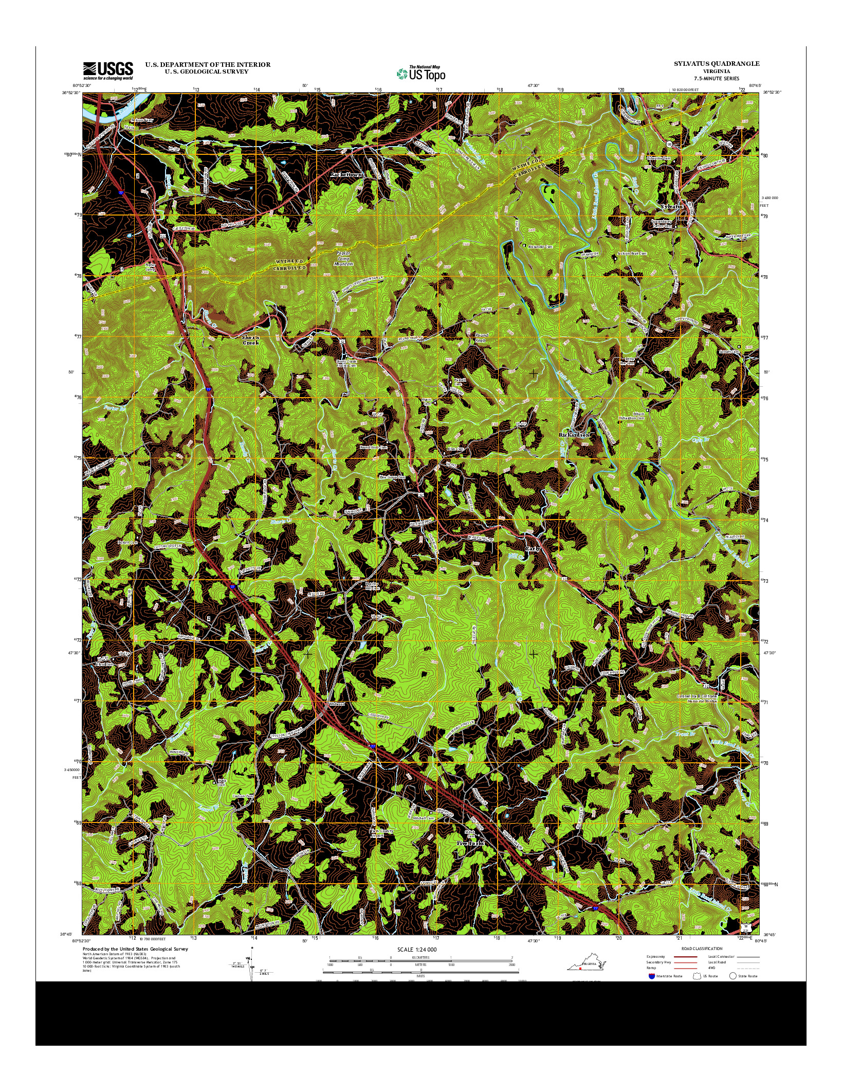 USGS US TOPO 7.5-MINUTE MAP FOR SYLVATUS, VA 2013