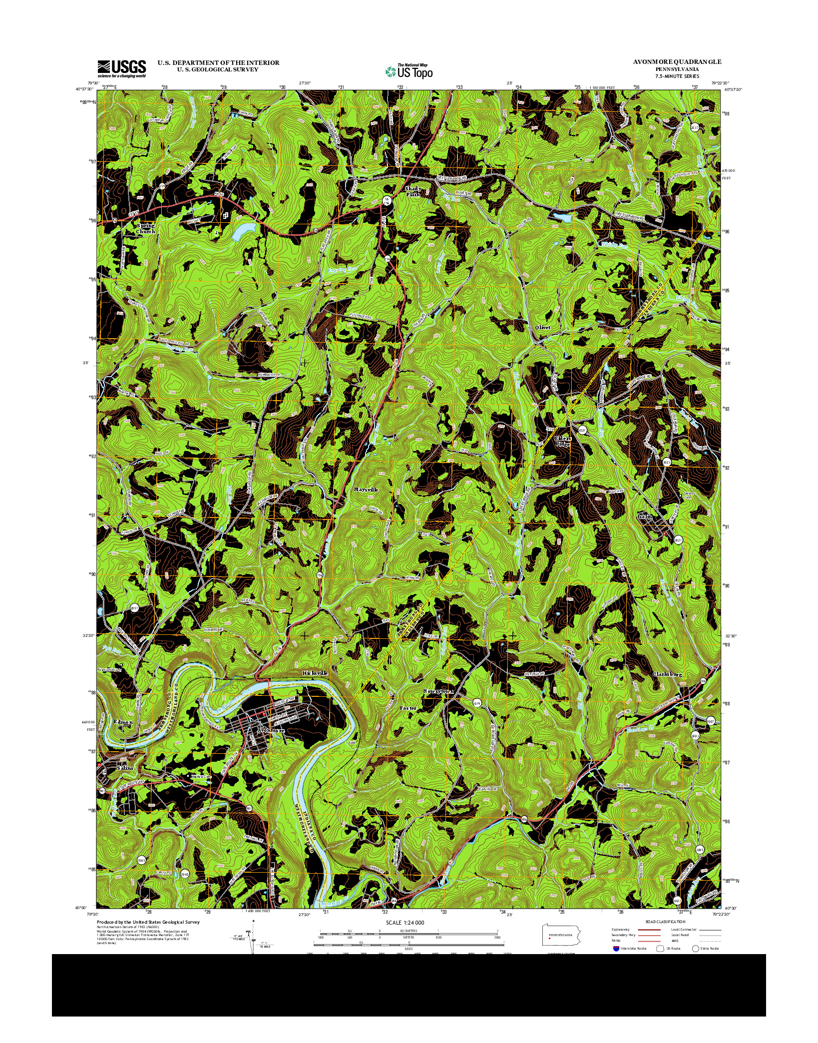 USGS US TOPO 7.5-MINUTE MAP FOR AVONMORE, PA 2013