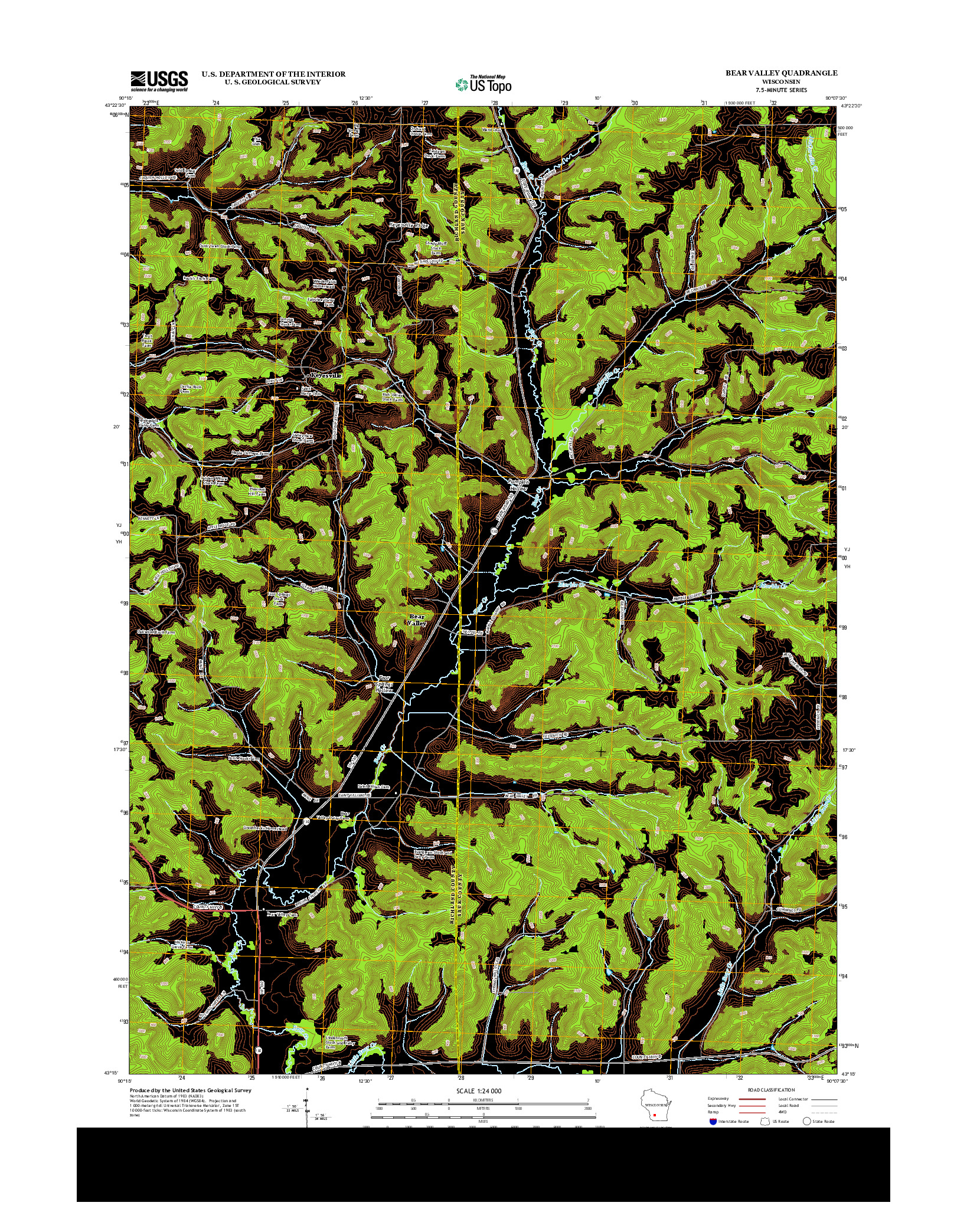 USGS US TOPO 7.5-MINUTE MAP FOR BEAR VALLEY, WI 2013