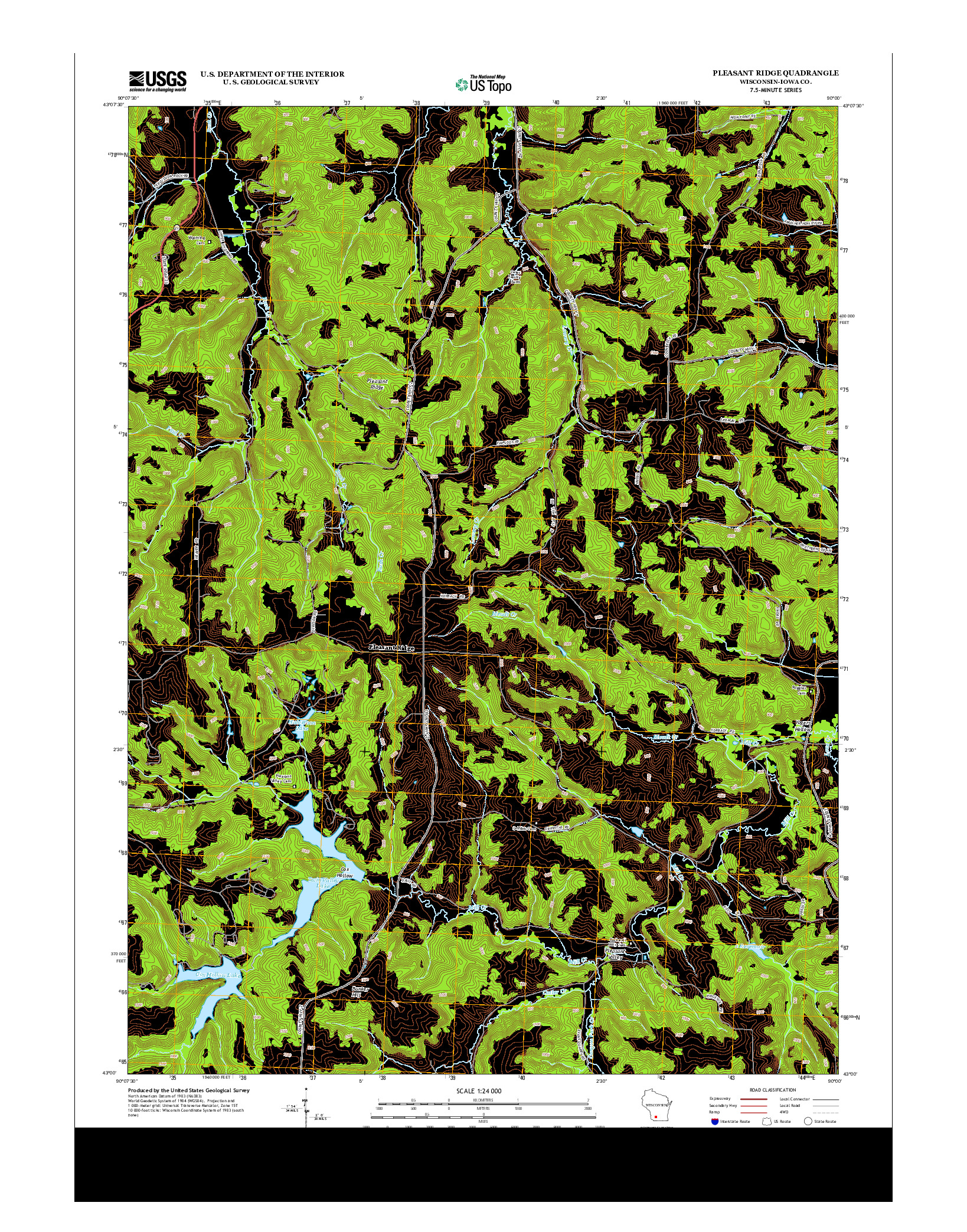 USGS US TOPO 7.5-MINUTE MAP FOR PLEASANT RIDGE, WI 2013