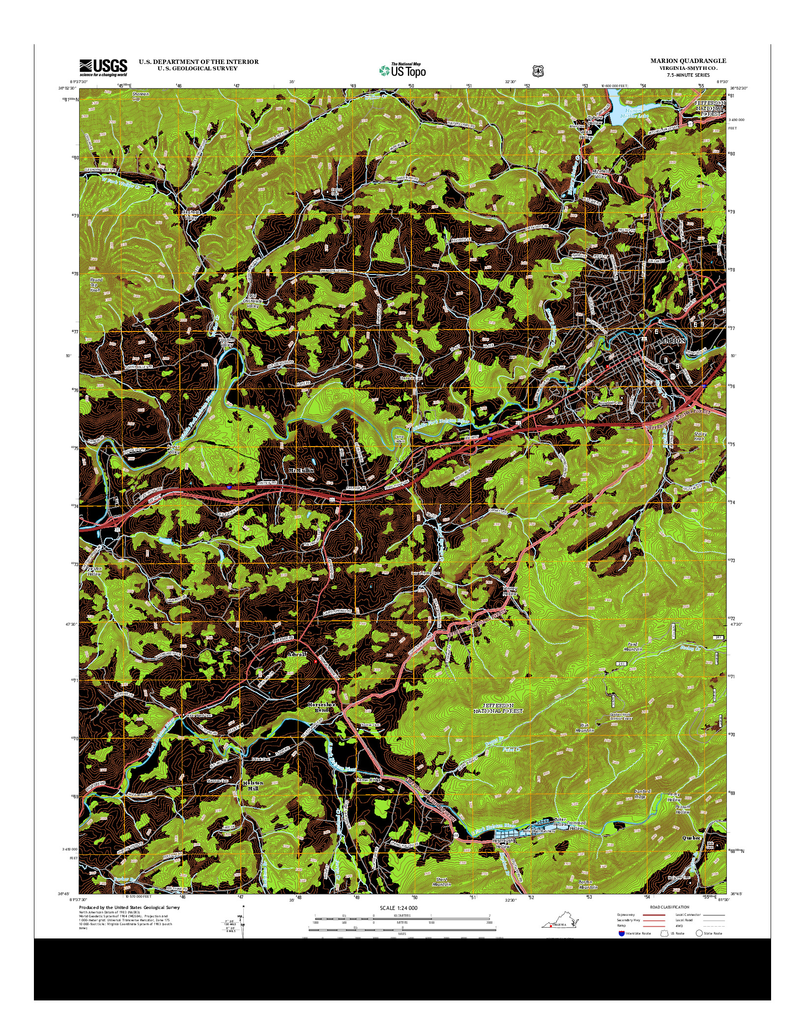 USGS US TOPO 7.5-MINUTE MAP FOR MARION, VA 2013