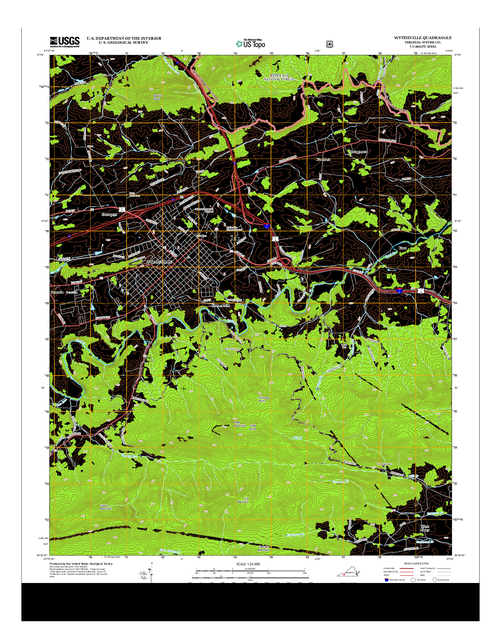 USGS US TOPO 7.5-MINUTE MAP FOR WYTHEVILLE, VA 2013