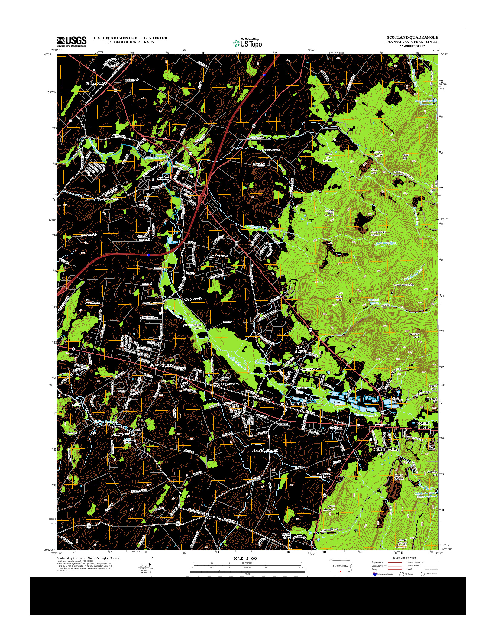 USGS US TOPO 7.5-MINUTE MAP FOR SCOTLAND, PA 2013