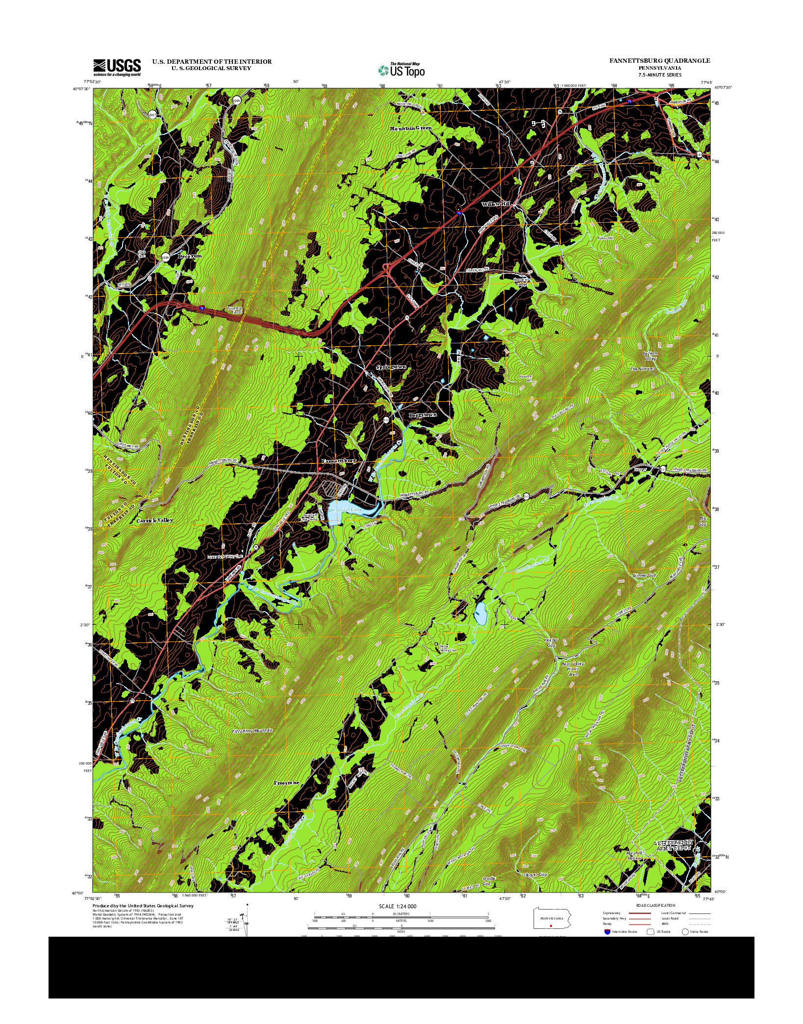 USGS US TOPO 7.5-MINUTE MAP FOR FANNETTSBURG, PA 2013