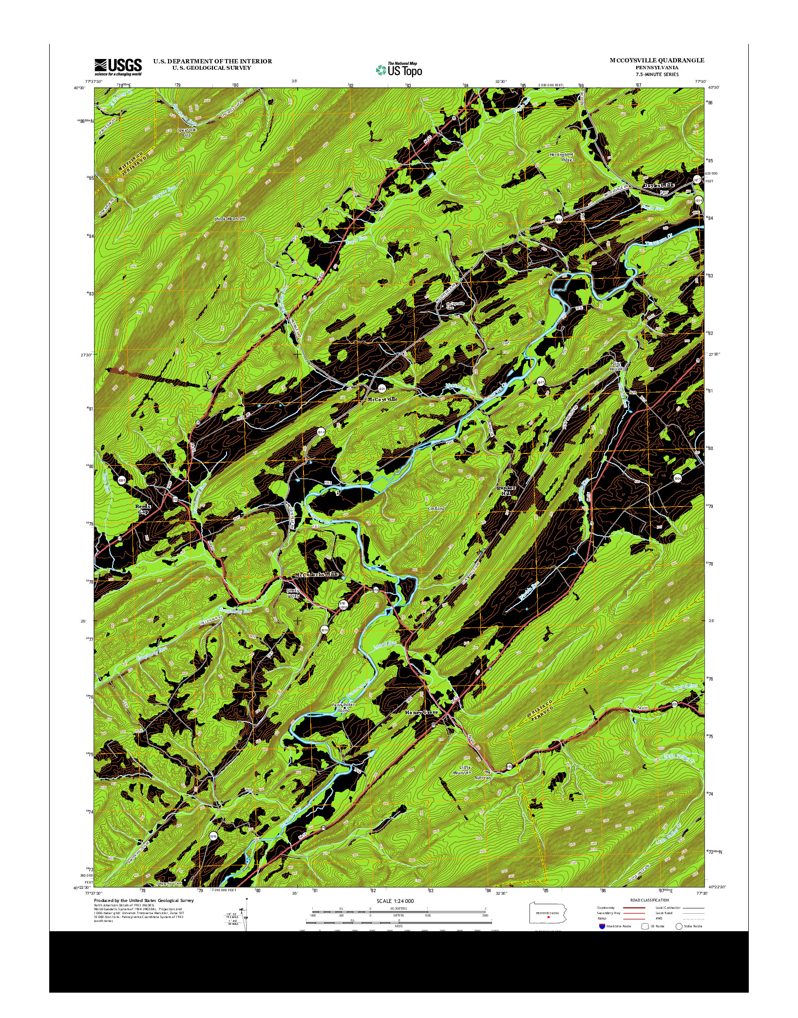 USGS US TOPO 7.5-MINUTE MAP FOR MCCOYSVILLE, PA 2013