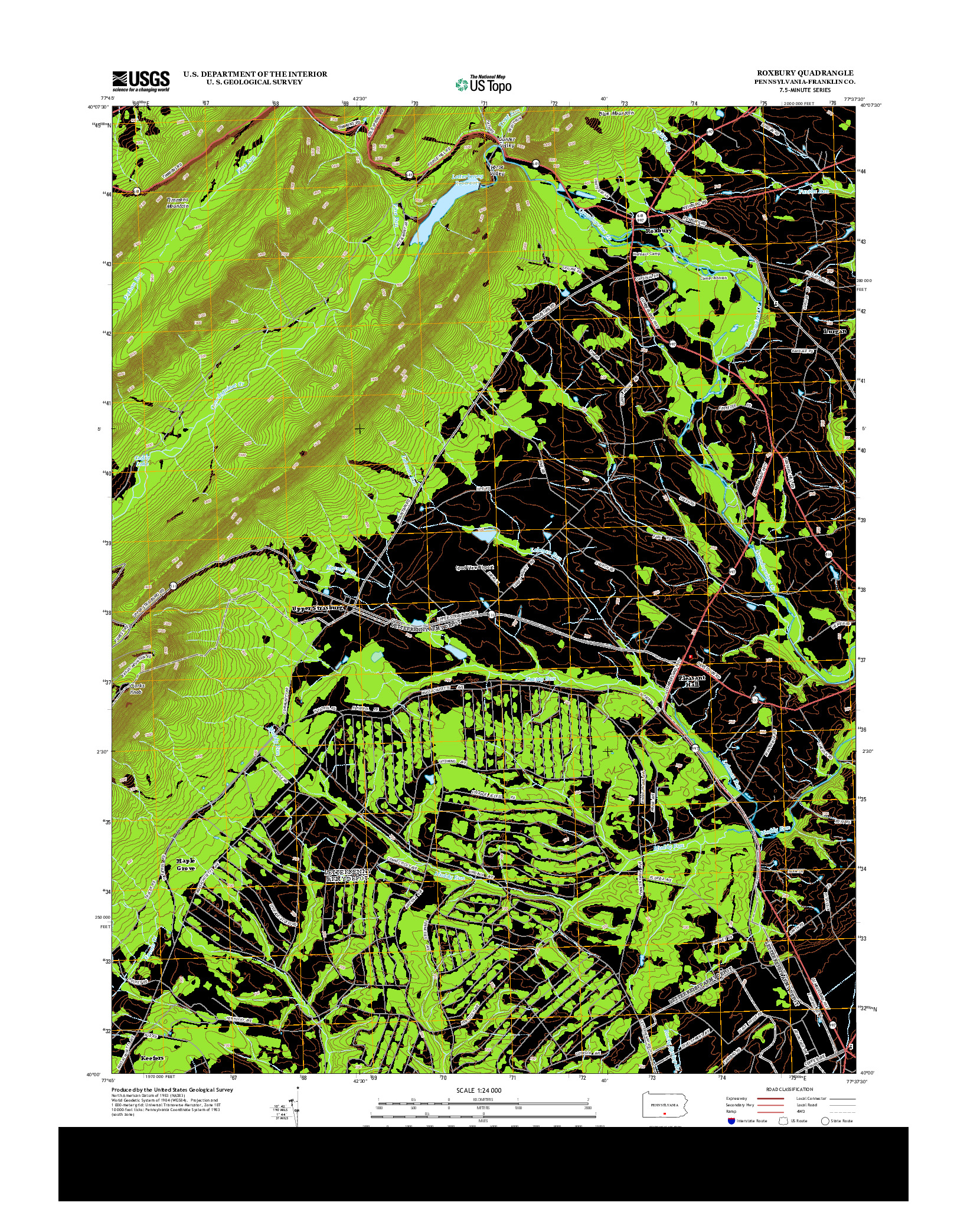 USGS US TOPO 7.5-MINUTE MAP FOR ROXBURY, PA 2013