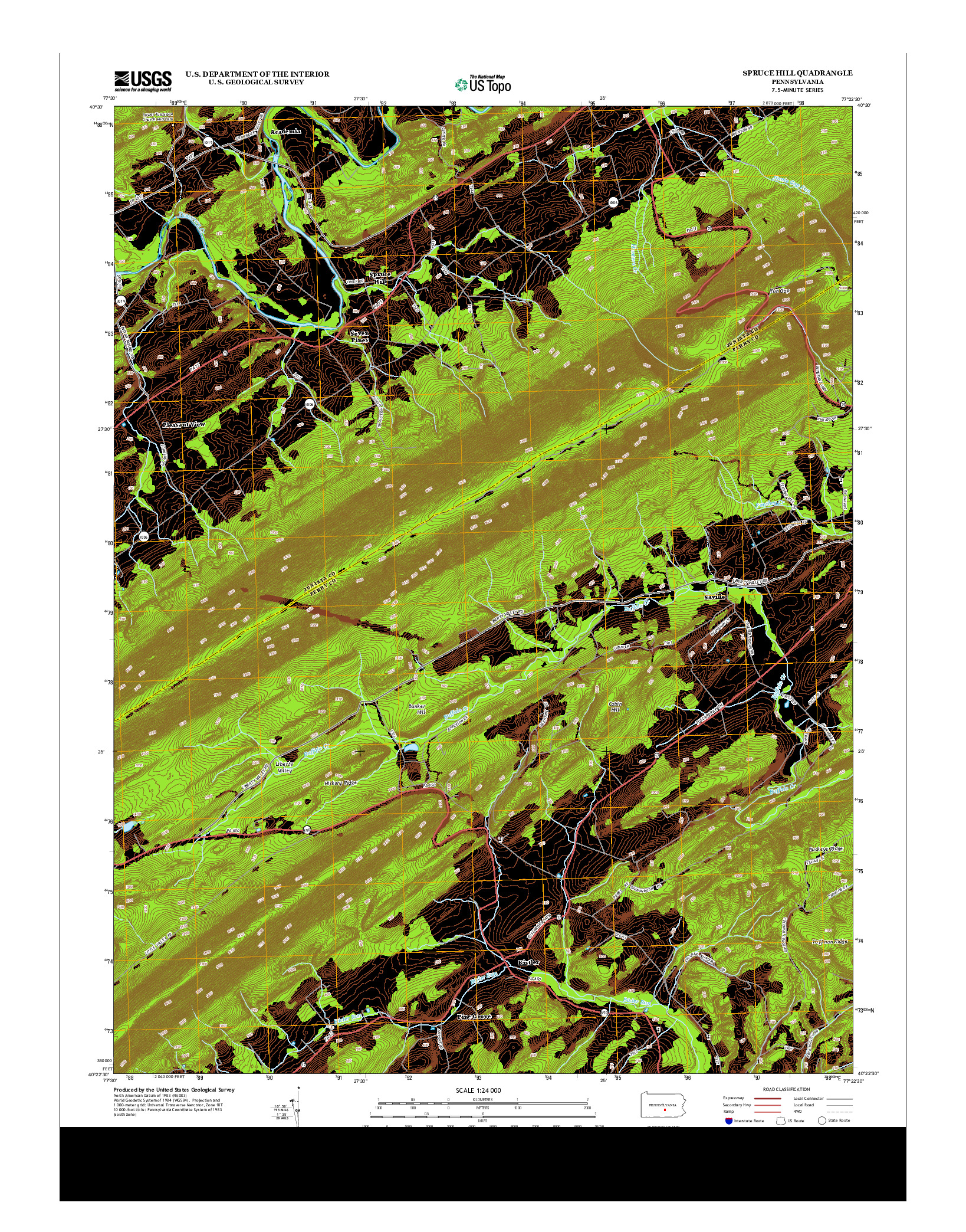 USGS US TOPO 7.5-MINUTE MAP FOR SPRUCE HILL, PA 2013