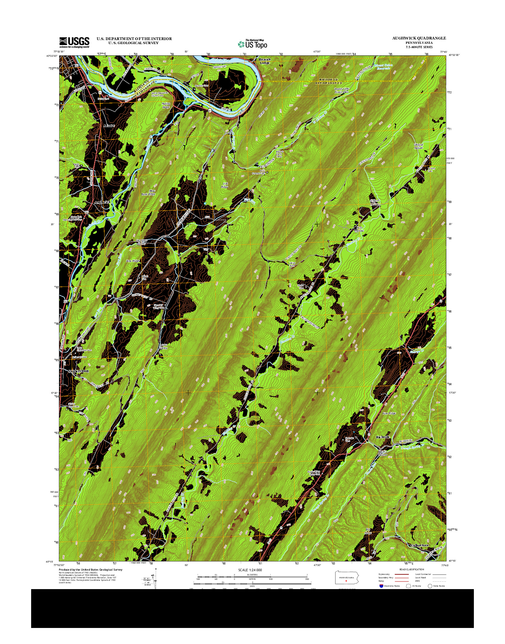 USGS US TOPO 7.5-MINUTE MAP FOR AUGHWICK, PA 2013