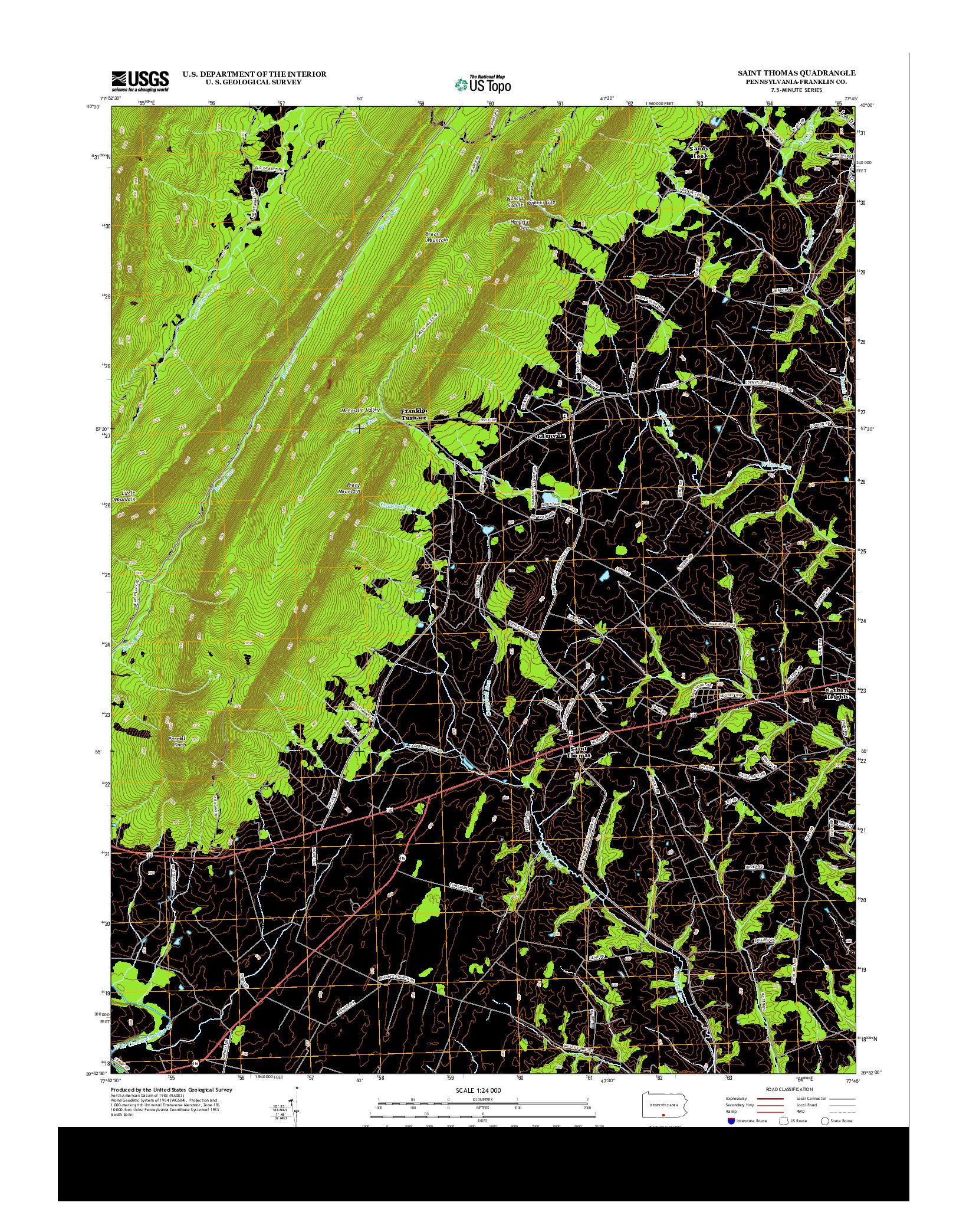 USGS US TOPO 7.5-MINUTE MAP FOR SAINT THOMAS, PA 2013