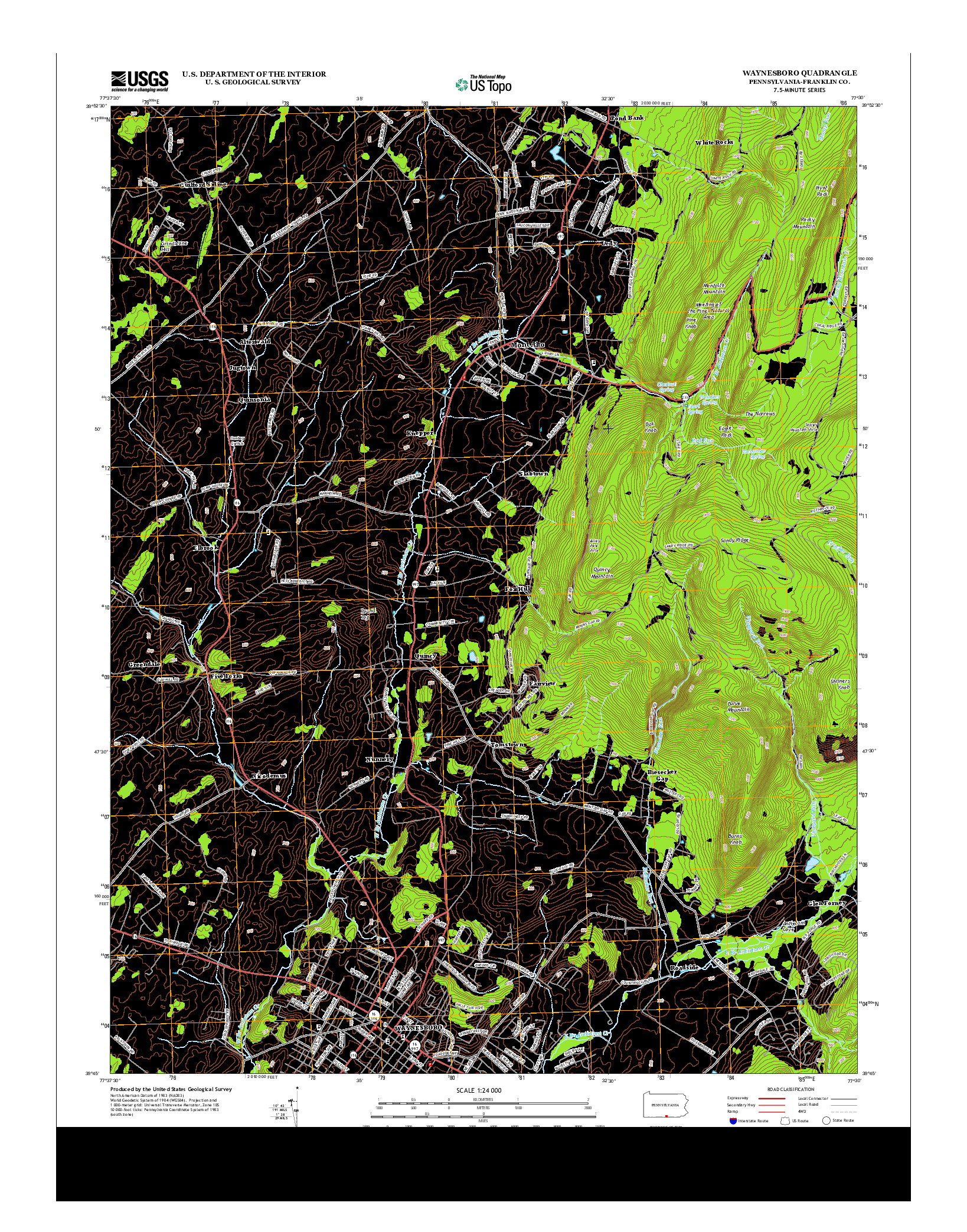 USGS US TOPO 7.5-MINUTE MAP FOR WAYNESBORO, PA 2013