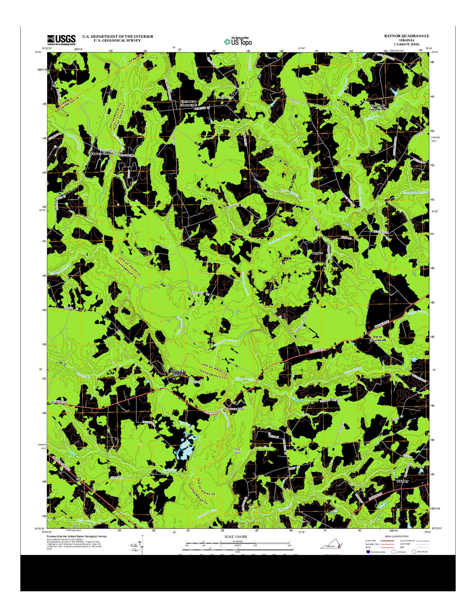 USGS US TOPO 7.5-MINUTE MAP FOR RAYNOR, VA 2013