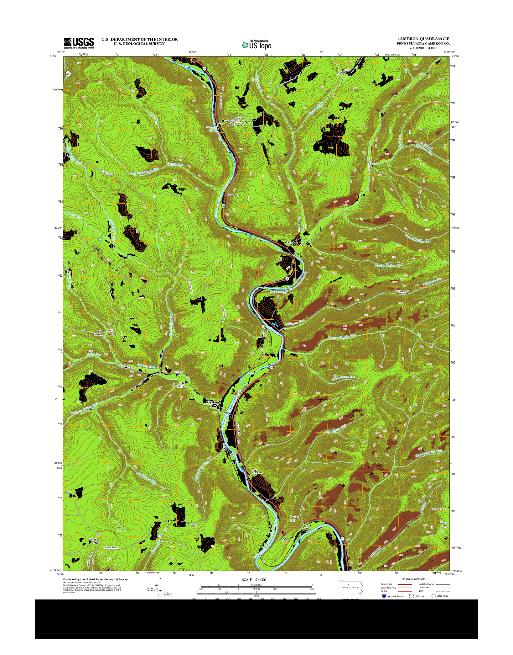 USGS US TOPO 7.5-MINUTE MAP FOR CAMERON, PA 2013