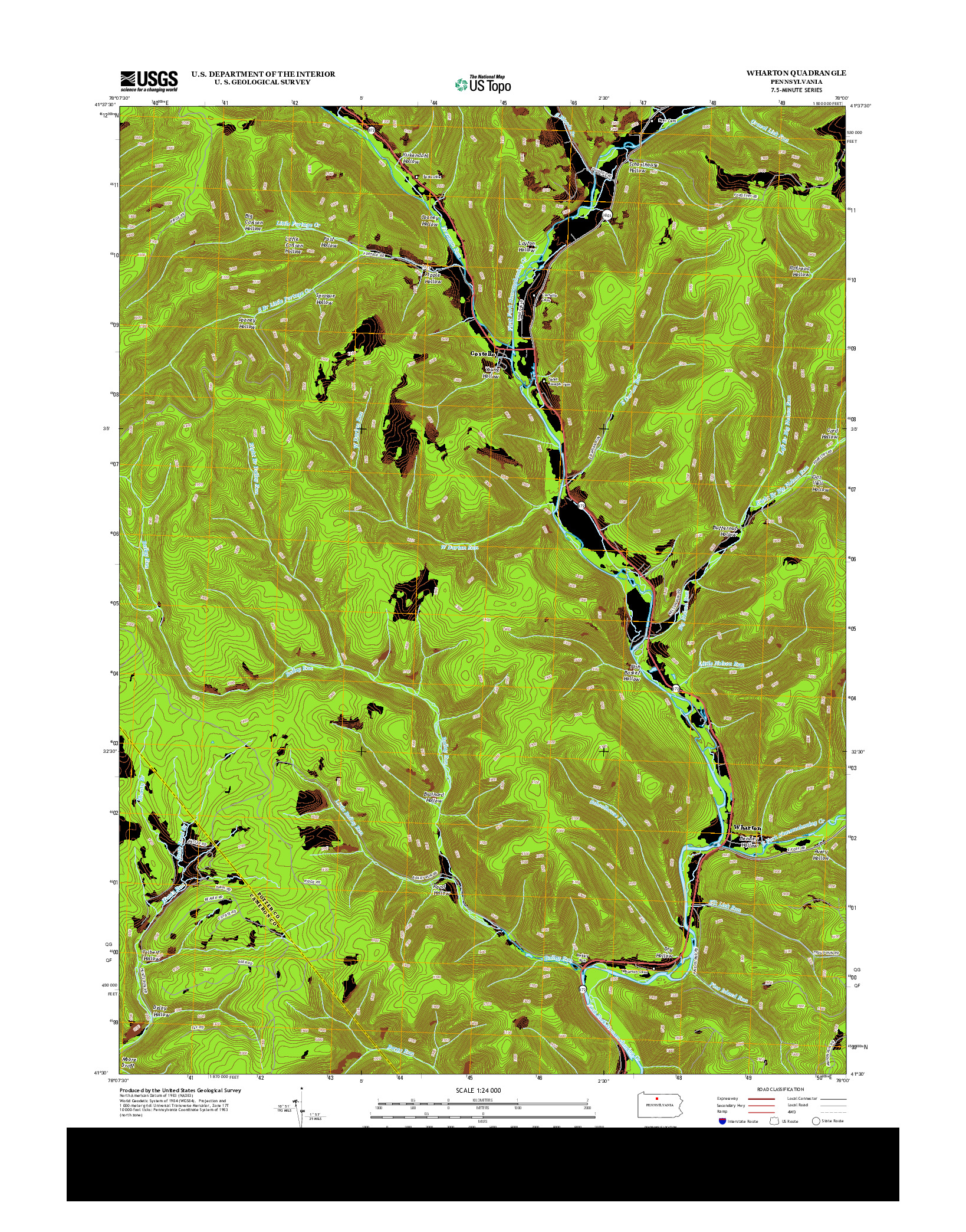 USGS US TOPO 7.5-MINUTE MAP FOR WHARTON, PA 2013