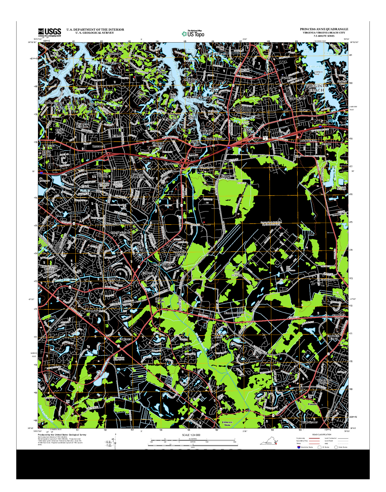 USGS US TOPO 7.5-MINUTE MAP FOR PRINCESS ANNE, VA 2013