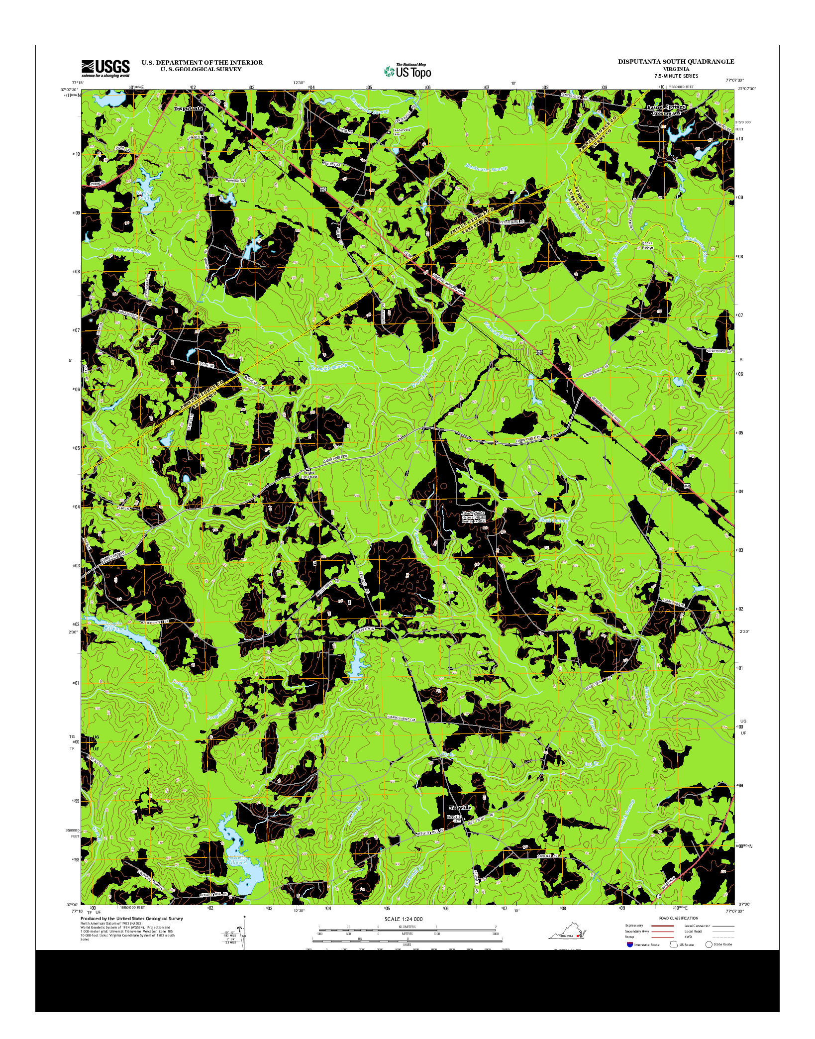 USGS US TOPO 7.5-MINUTE MAP FOR DISPUTANTA SOUTH, VA 2013