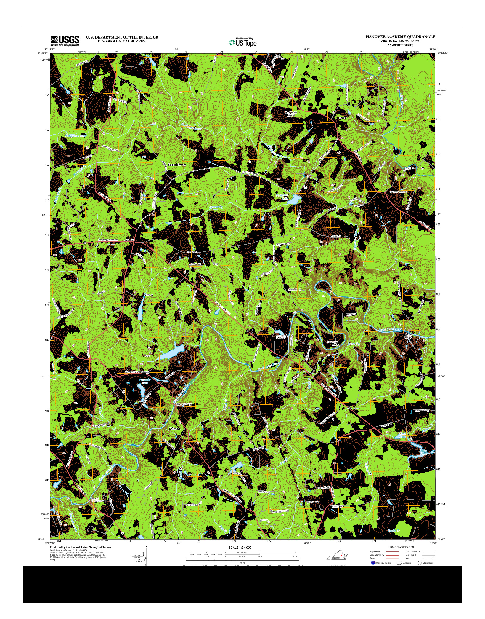 USGS US TOPO 7.5-MINUTE MAP FOR HANOVER ACADEMY, VA 2013