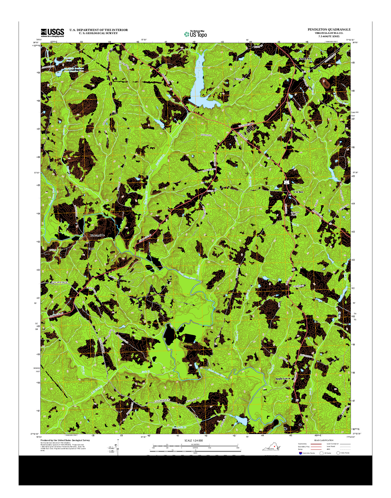 USGS US TOPO 7.5-MINUTE MAP FOR PENDLETON, VA 2013