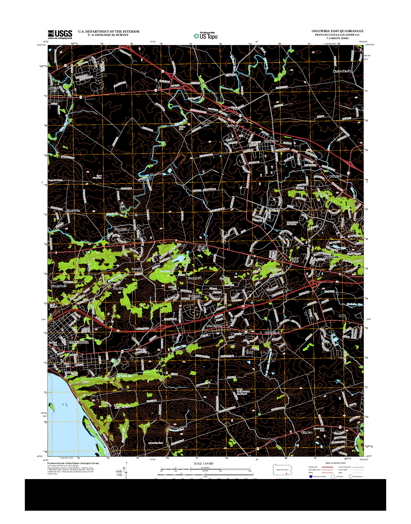 USGS US TOPO 7.5-MINUTE MAP FOR COLUMBIA EAST, PA 2013